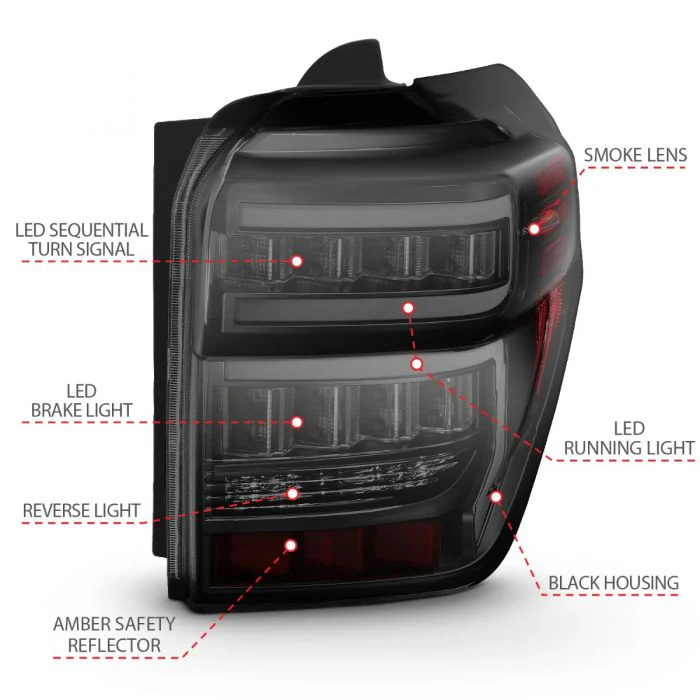 Anzo Tail Lights Black Housing with Smoked Lens For 4Runner (2010-2024) - Image 4