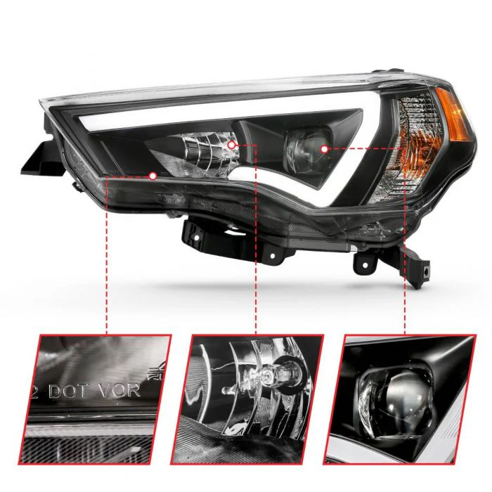 Anzo Projector Light Bar Style Black Headlights For 4Runner (2014-2024) - Image 3