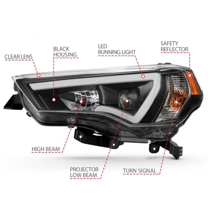 Anzo Projector Light Bar Style Black Headlights For 4Runner (2014-2024) - Image 4
