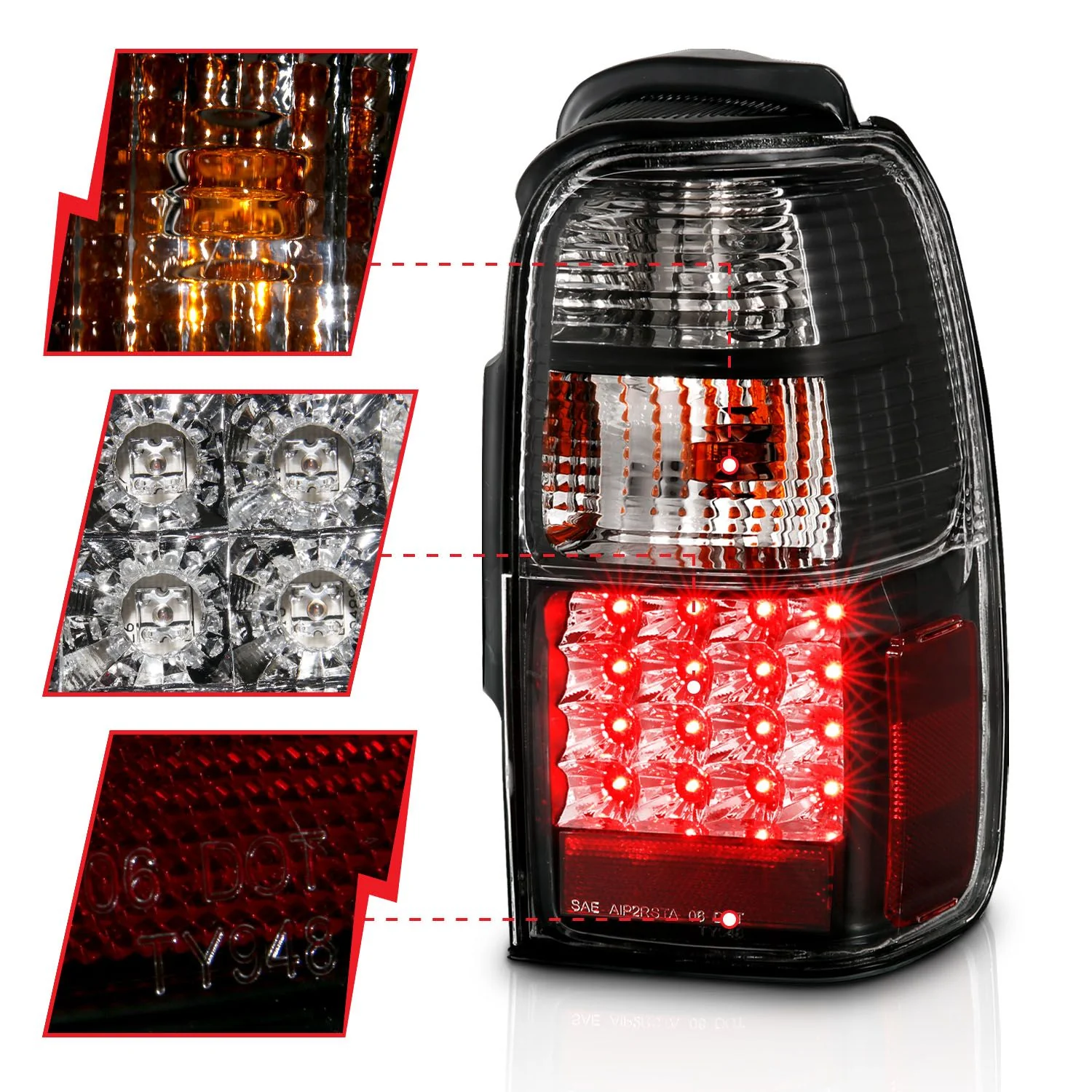 Anzo LED Tail Lights Black For 4Runner (2001-2002) - Image 2