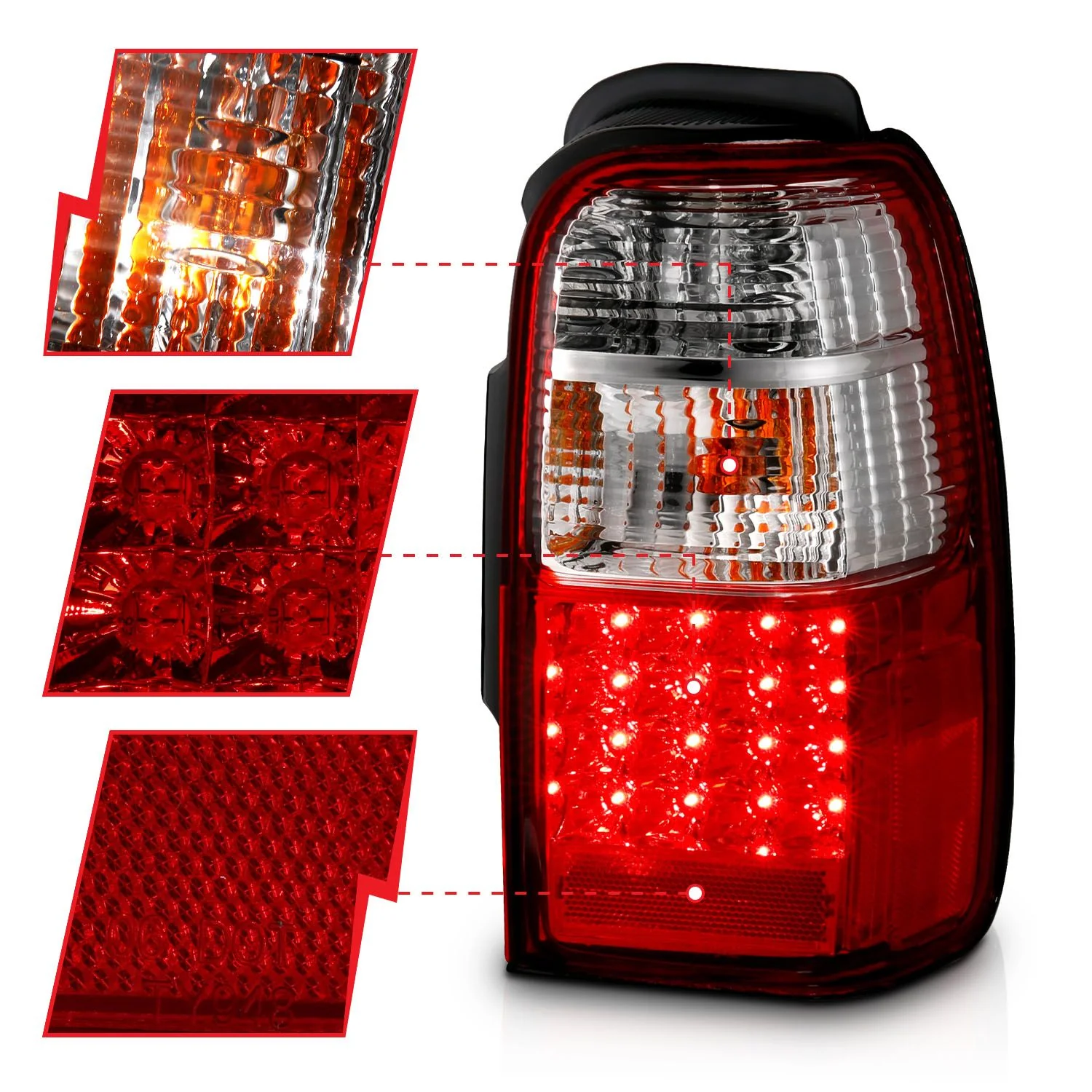 Anzo LED Tail Lights Chrome Red For 4Runner (2001-2002) - Image 2