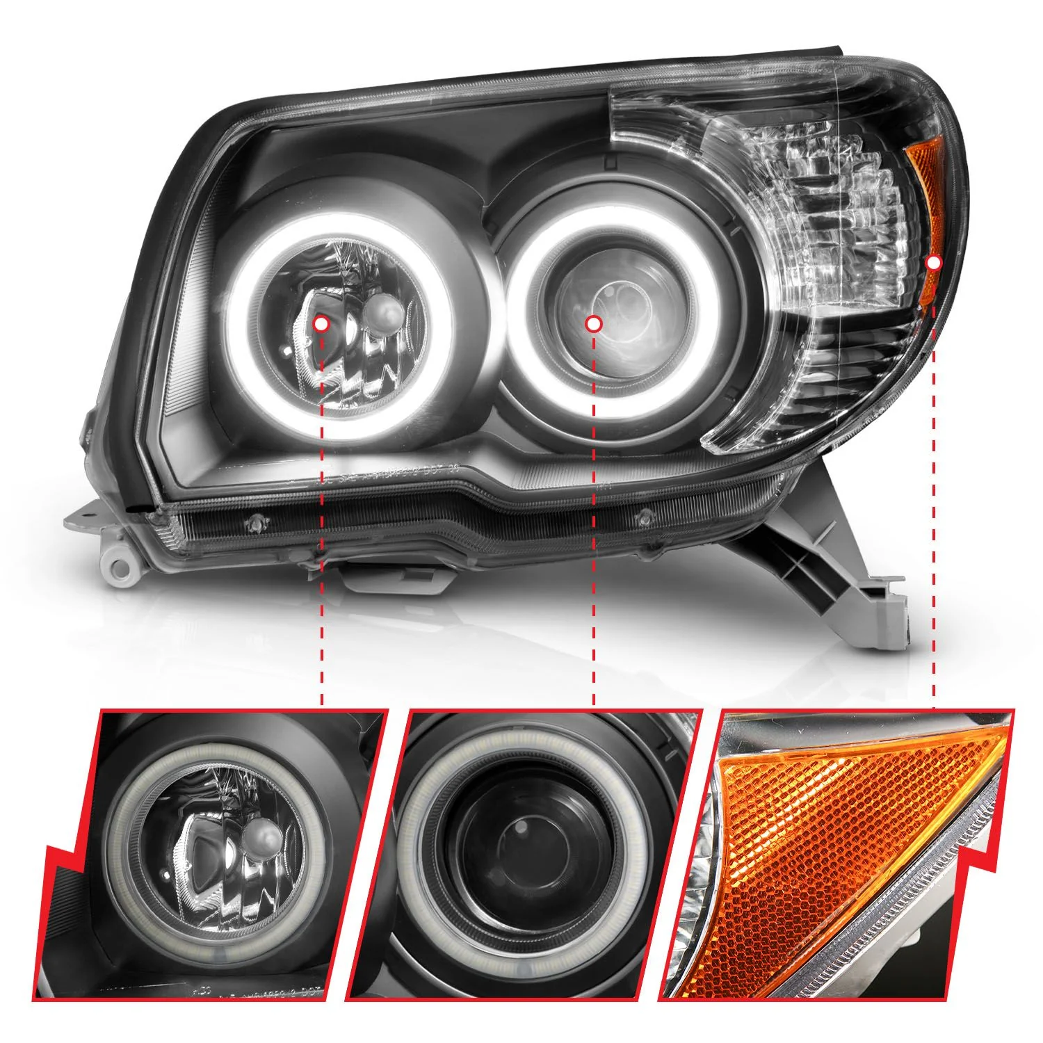 Anzo Projector Black Headlights RX Halo For 4Runner (2006-2009) - Image 2