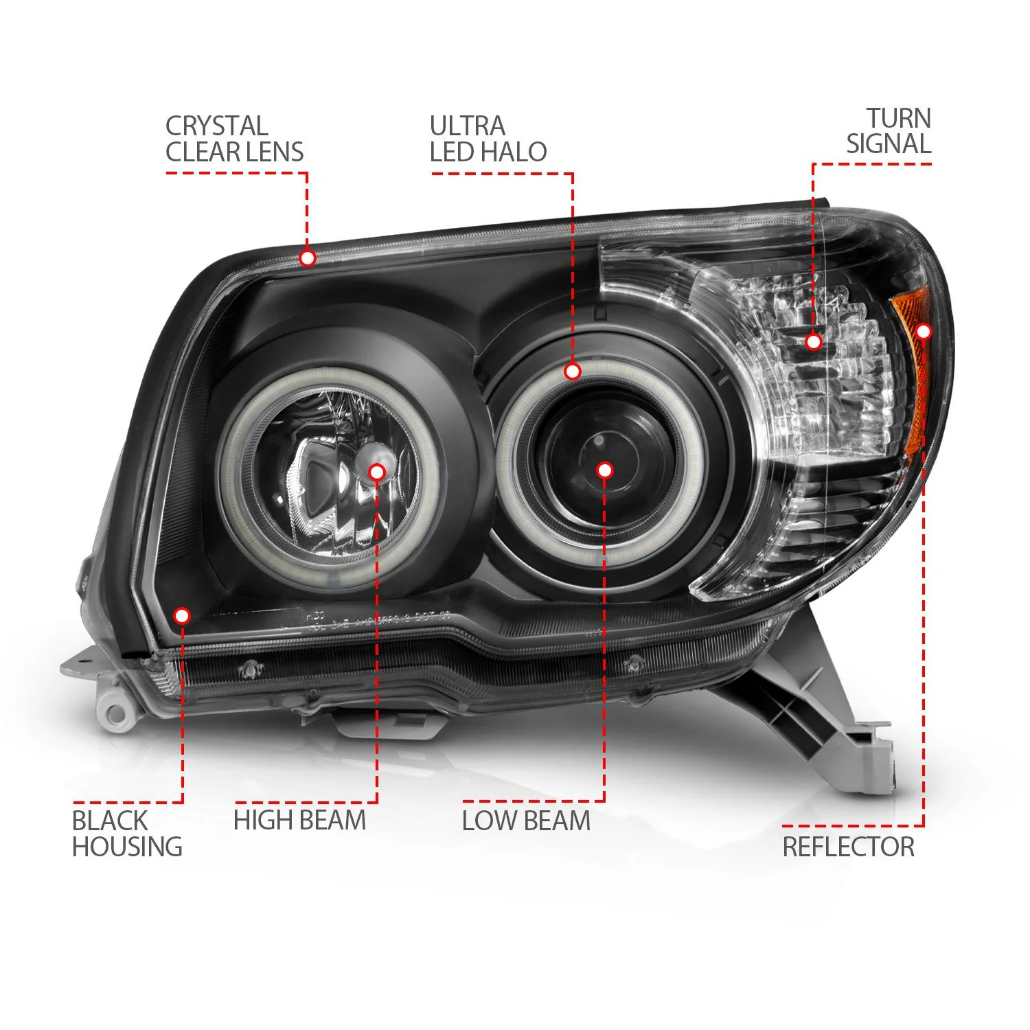 Anzo Projector Black Headlights RX Halo For 4Runner (2006-2009) - Image 3