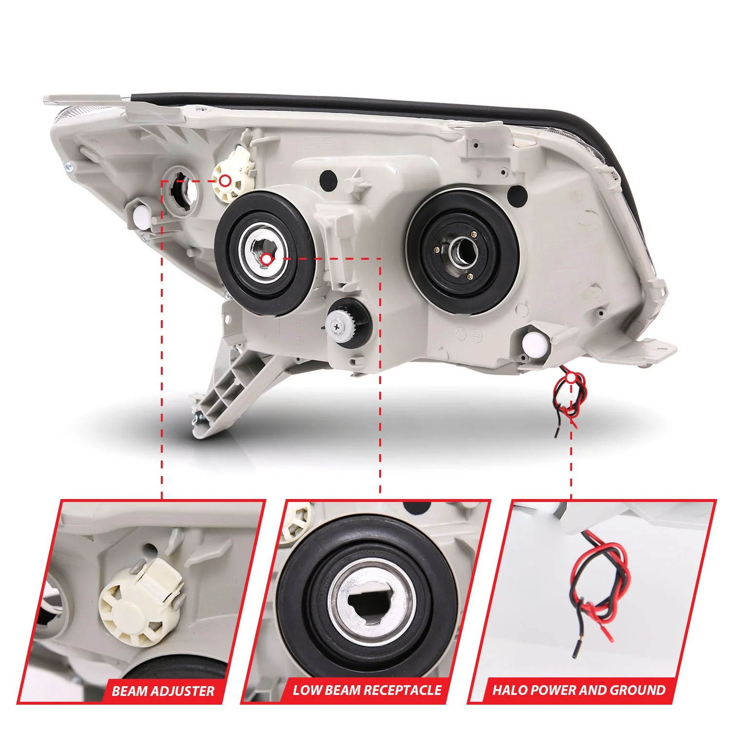 Anzo Projector Black Headlights RX Halo For 4Runner (2006-2009) - Image 4
