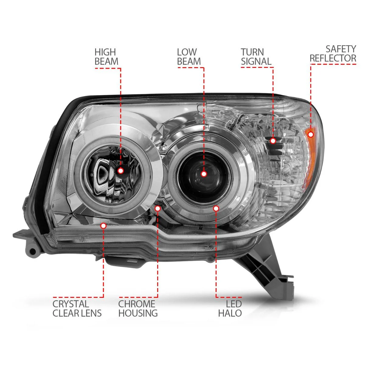 Anzo Projector Chrome Headlights RX Halo For 4Runner (2006-2009) - Image 3