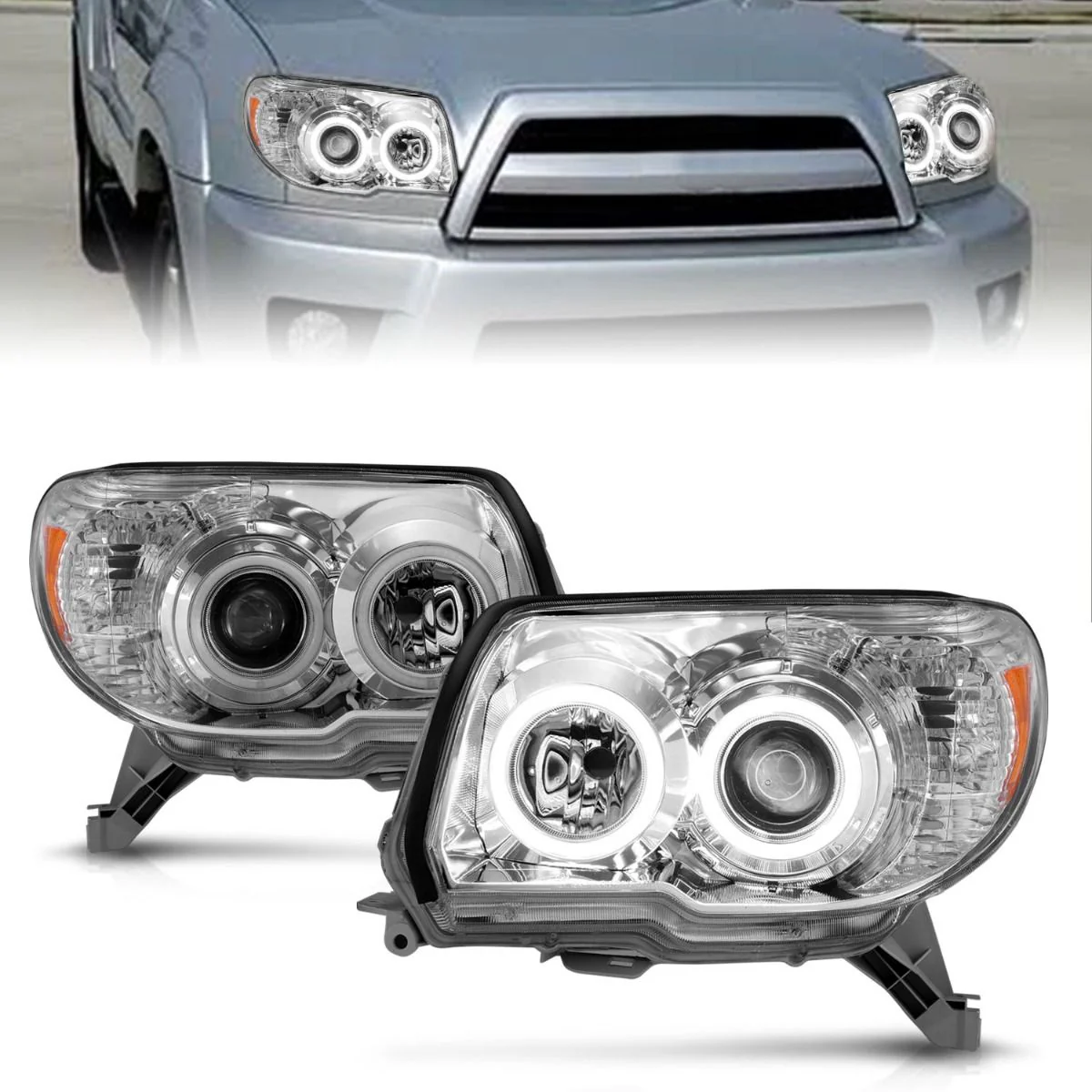 Anzo Projector Chrome Headlights RX Halo For 4Runner (2006-2009) - Image 6