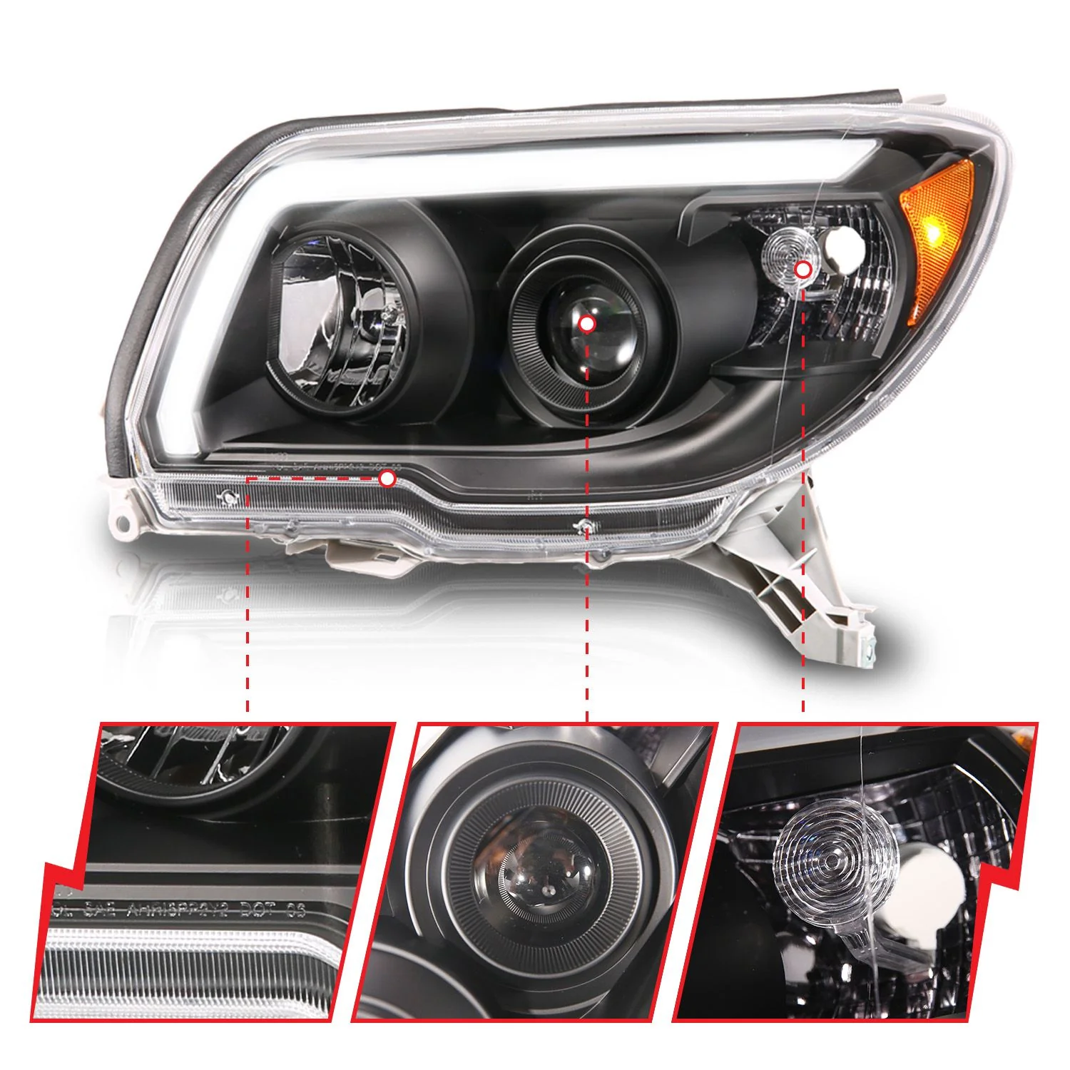 Anzo Projector Headlights Plank Style Black For 4Runner (2006-2009) - Image 2