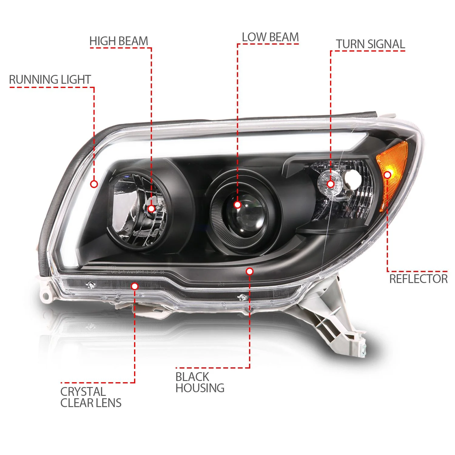 Anzo Projector Headlights Plank Style Black For 4Runner (2006-2009) - Image 3