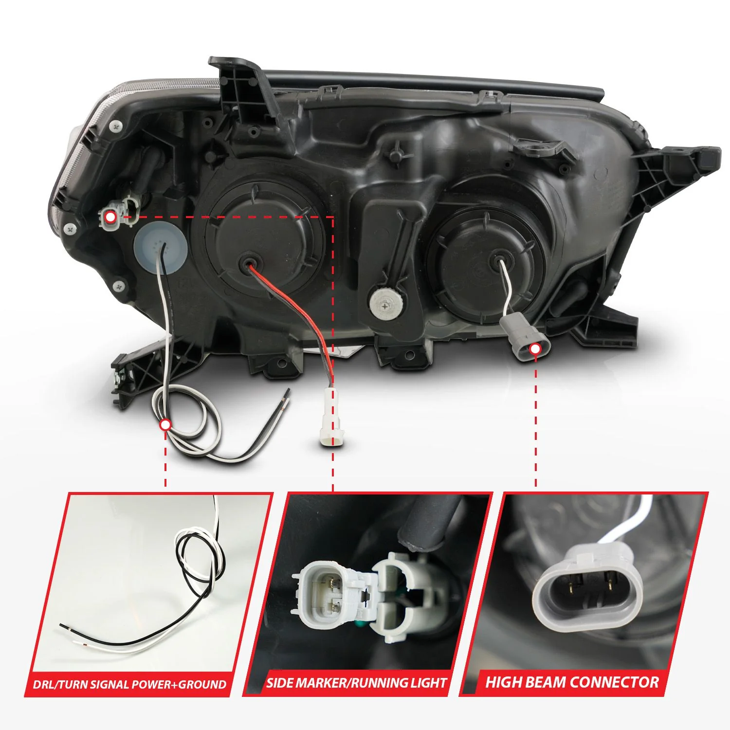 Anzo Projector Plank Style Headlights Black For 4Runner (2010-2013) - Image 6
