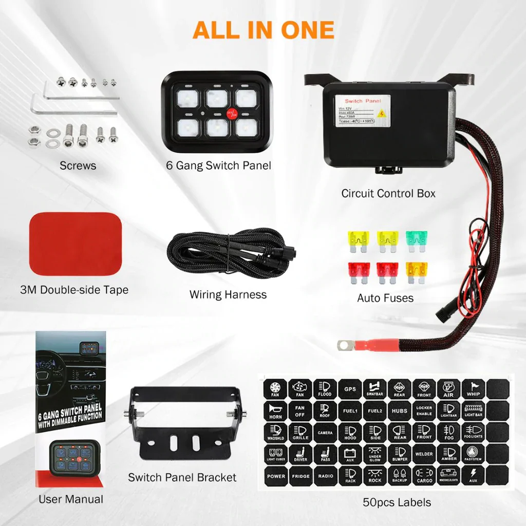 Auxbeam 6 Gang LED Switch Panel Kit - Image 4