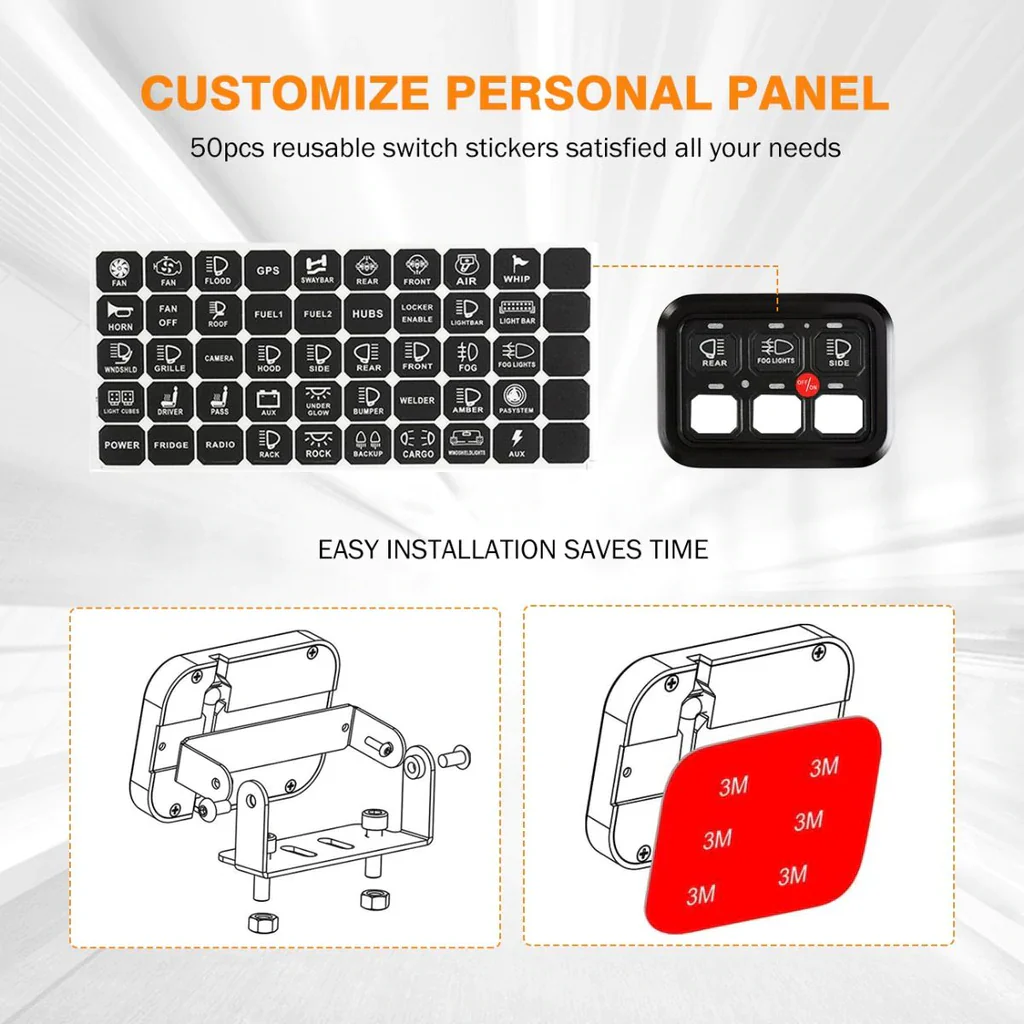 Auxbeam 6 Gang LED Switch Panel Kit - Image 7