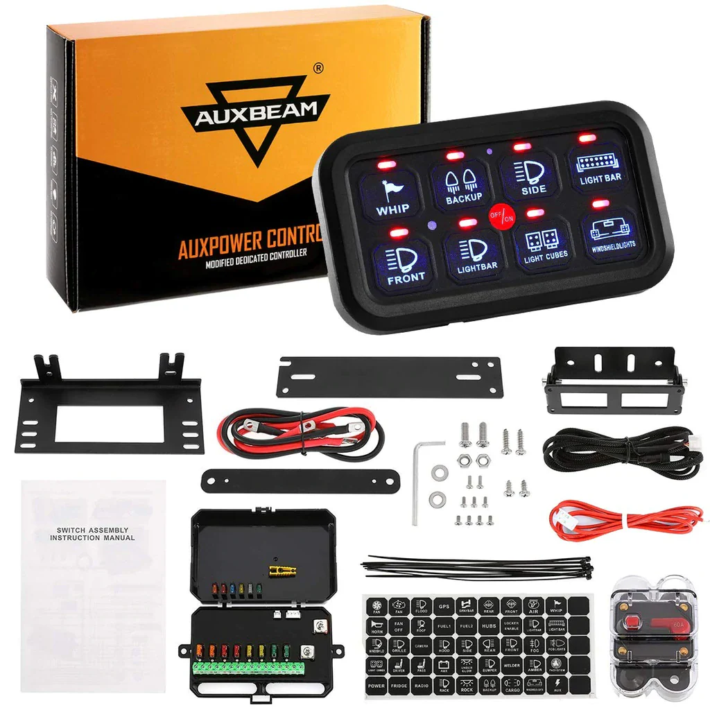 Auxbeam 8 Gang LED Switch Panel Kit (One-Sided) - Image 3