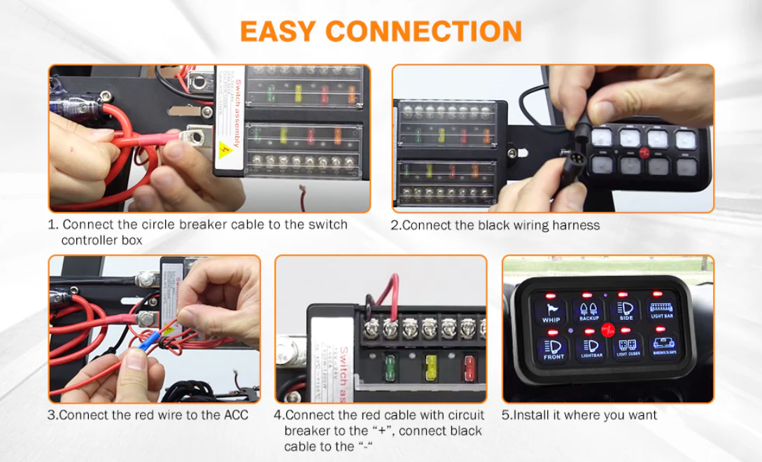 Auxbeam 8 Gang LED Switch Panel Kit (Two-Sided) - Image 5