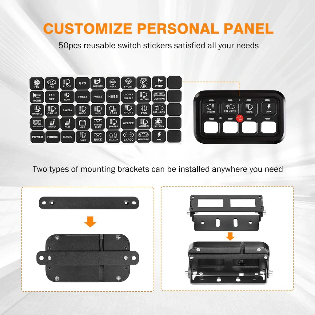 Auxbeam 8 Gang LED Switch Panel Kit (Two-Sided) - Image 6