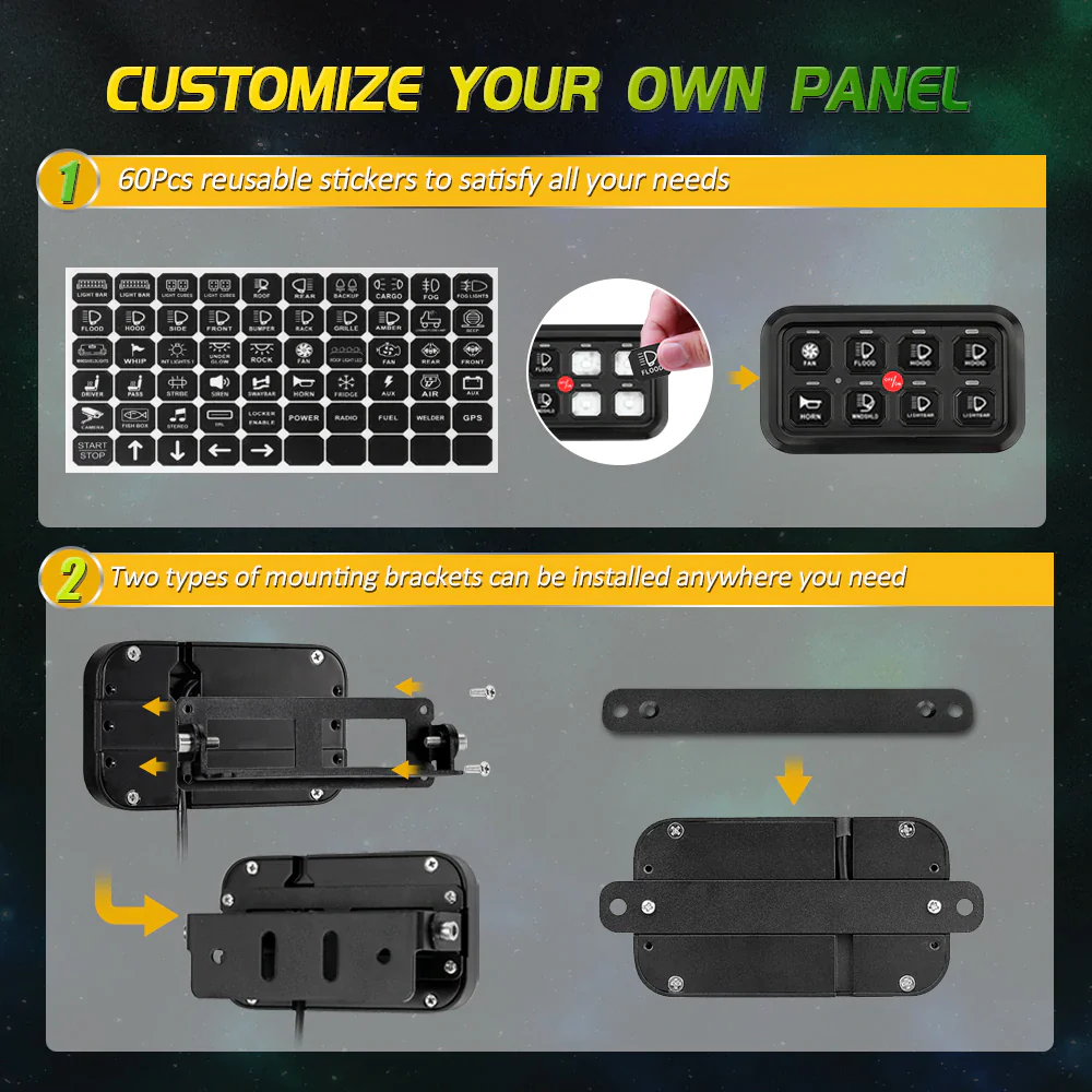 Auxbeam 8 Gang RGB Switch Panel Kit - Image 5