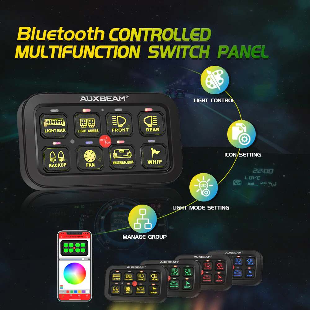 Auxbeam 8 Gang RGB Switch Panel Kit - Image 6