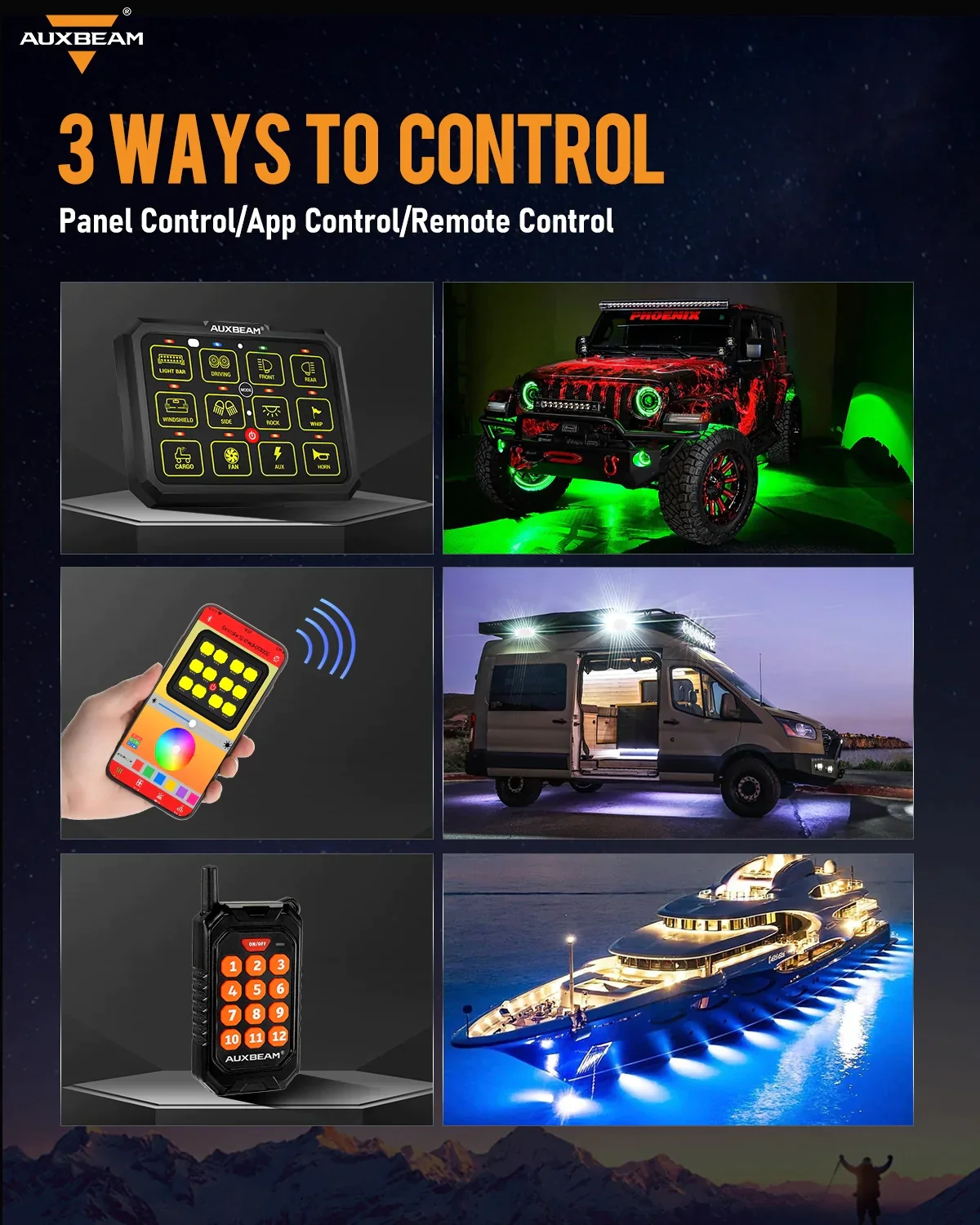 Auxbeam AC-1200 RGB Switch Panel (One-Sided Outlet) - Image 4