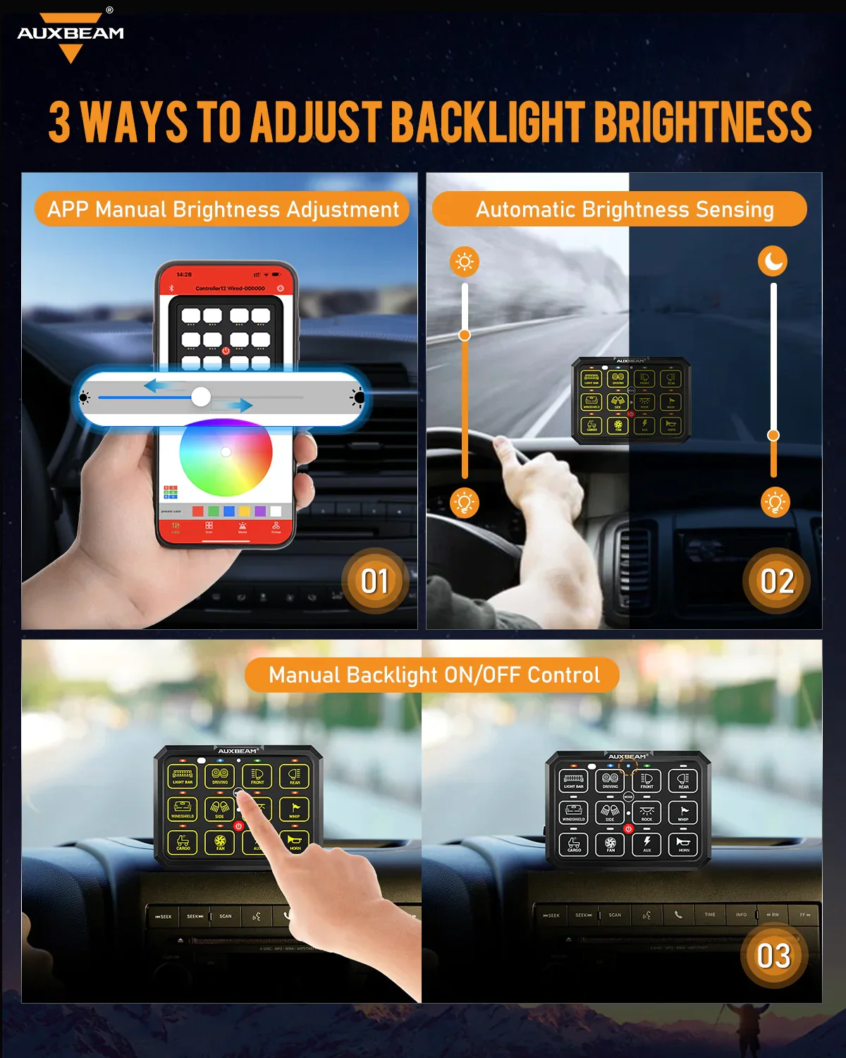 Auxbeam AC-1200 RGB Switch Panel (One-Sided Outlet) - Image 6