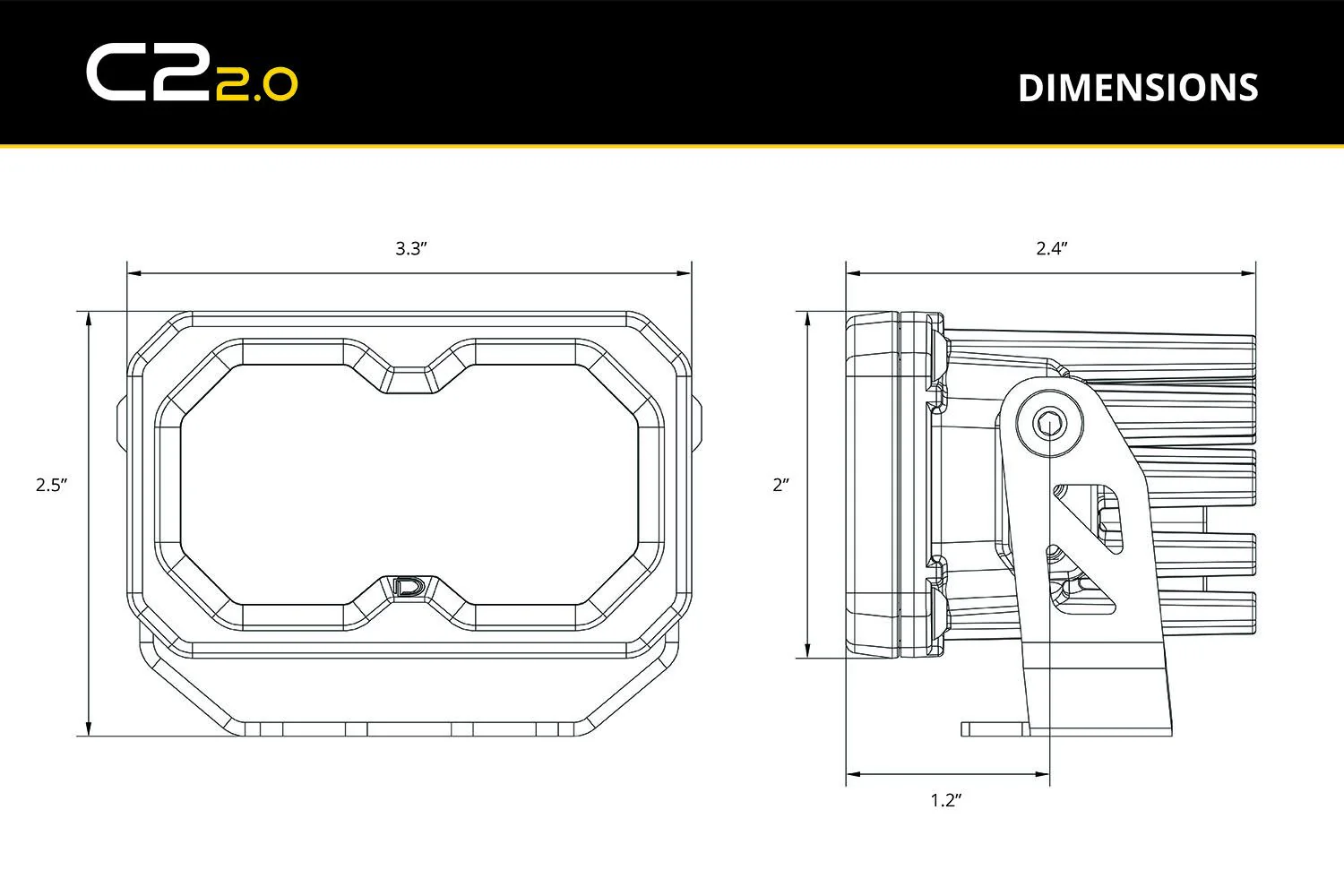 Diode Dynamics C2 2.0 SAE Yellow Max LED Pod (pair) - Image 10