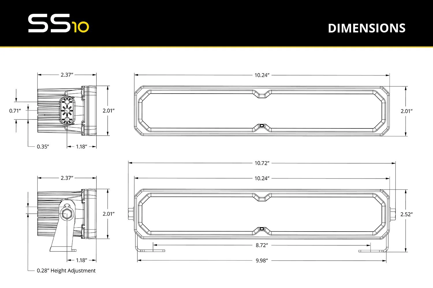 Diode Dynamics SS10 SAE/DOT White LED Light Bar (one) - Image 8