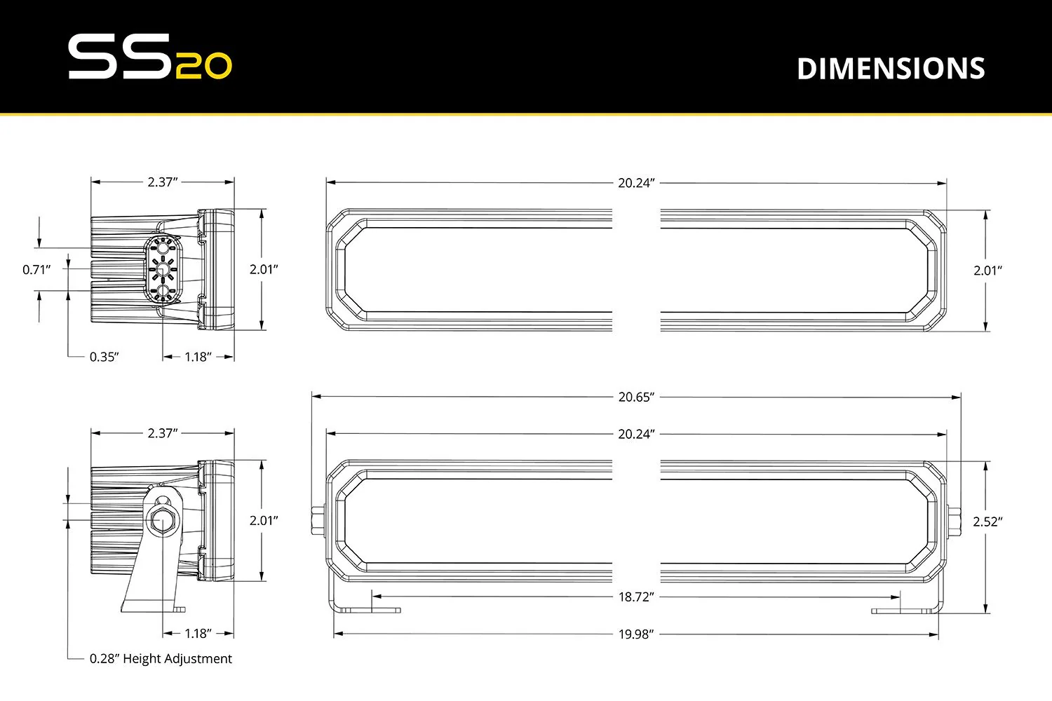 Diode Dynamics SS20 Yellow LED Light Bar For 4Runner - Image 6