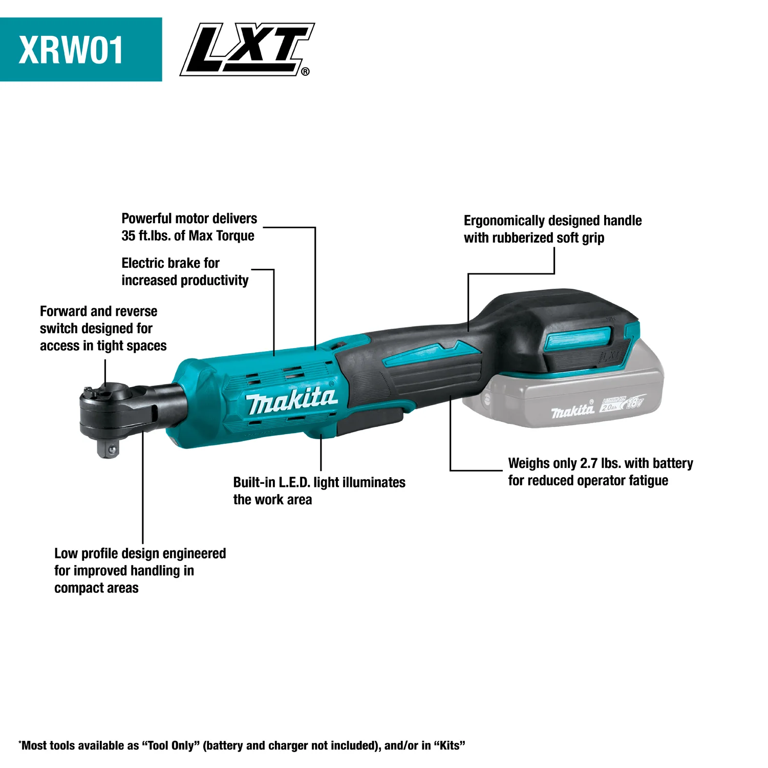 Makita Outdoor Adventure 18V Drive Ratchet Kit (2.0Ah) - Image 2