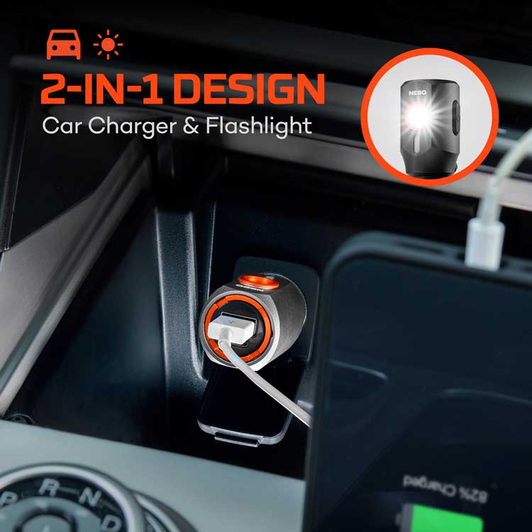 Nebo Transport 400 2-In-1 Car Charger & Flashlight - Image 2