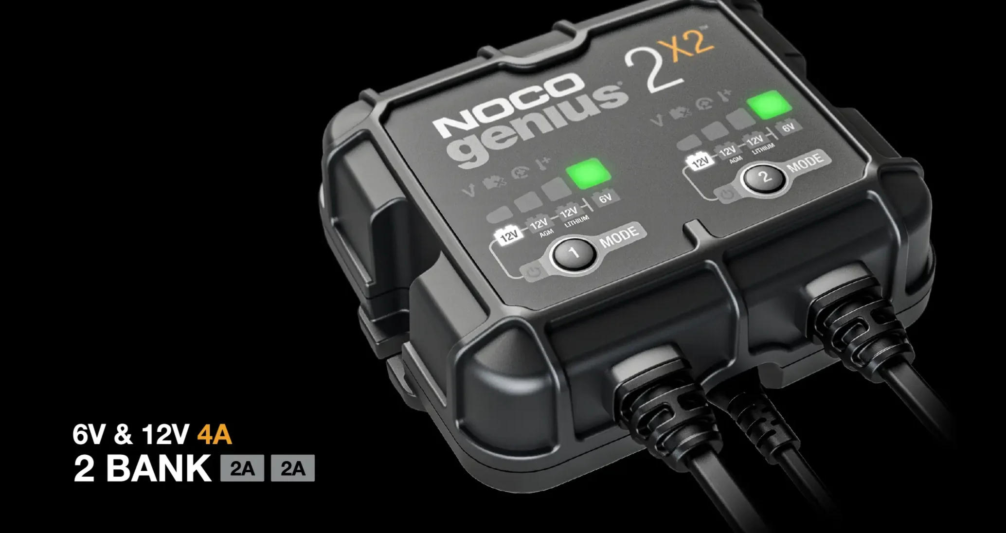 Noco GENIUS2X2 6V/12V 2-Bank 4A Smart Battery Charger - Image 2