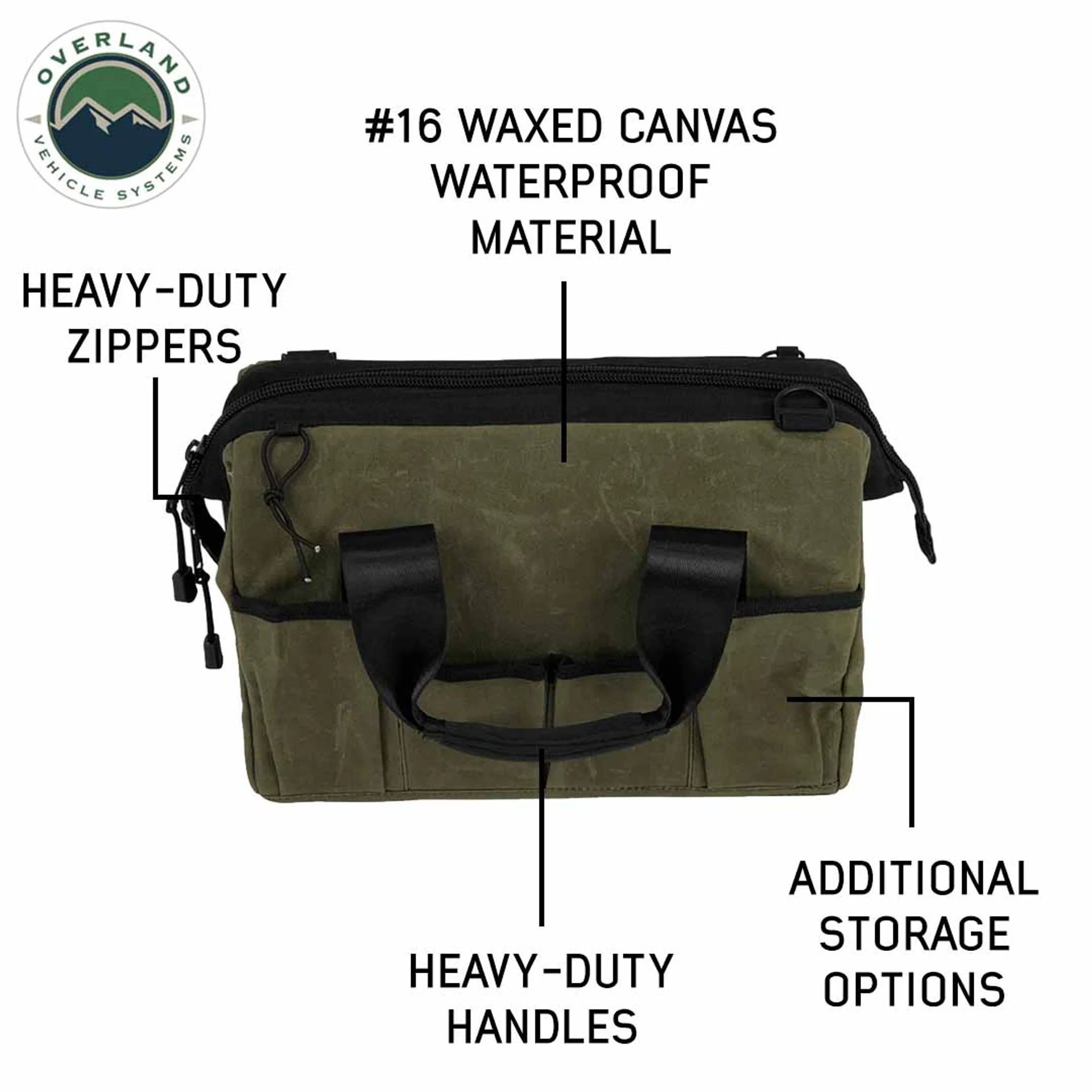 Overland Vehicle Systems All Purpose Tool Storage Bag #16 Waxed Canvas - Image 4
