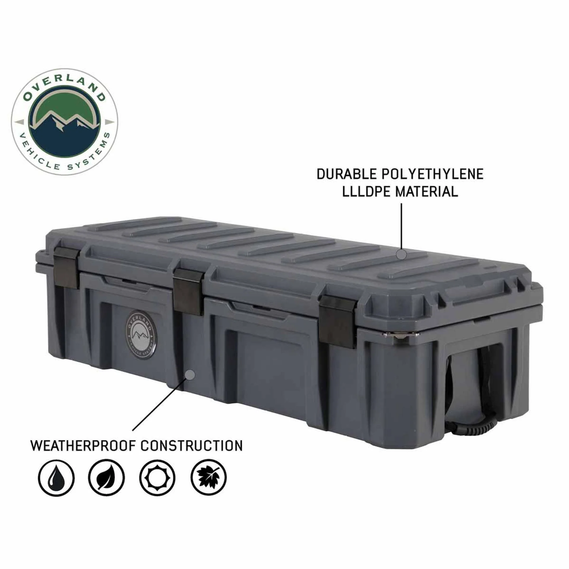 Overland Vehicle Systems D.B.S. Dark Grey 117 QT Dry Box W/Drain and Bottle Opener - Image 4