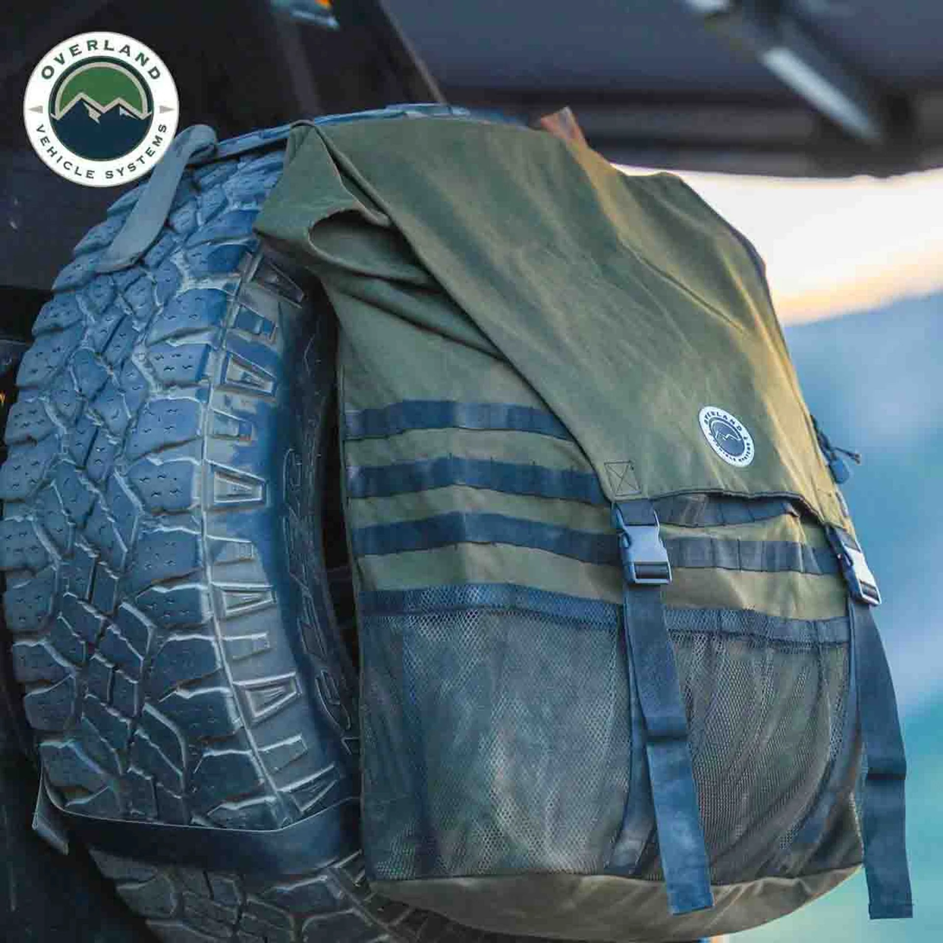 Overland Vehicle Systems Extra Large Trash Bag Tire Mount #16 Waxed Canvas Universal - Image 2