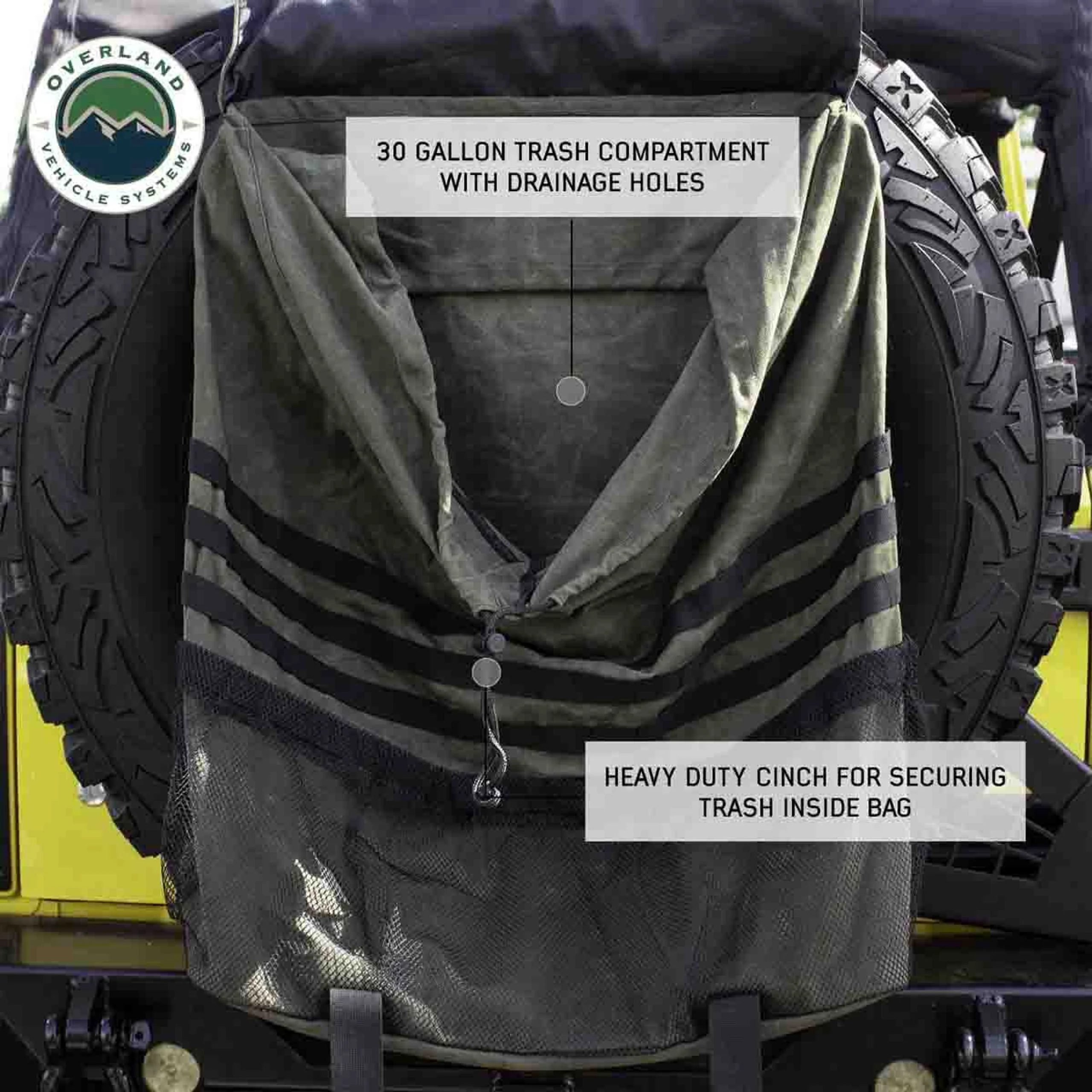 Overland Vehicle Systems Extra Large Trash Bag Tire Mount #16 Waxed Canvas Universal - Image 8