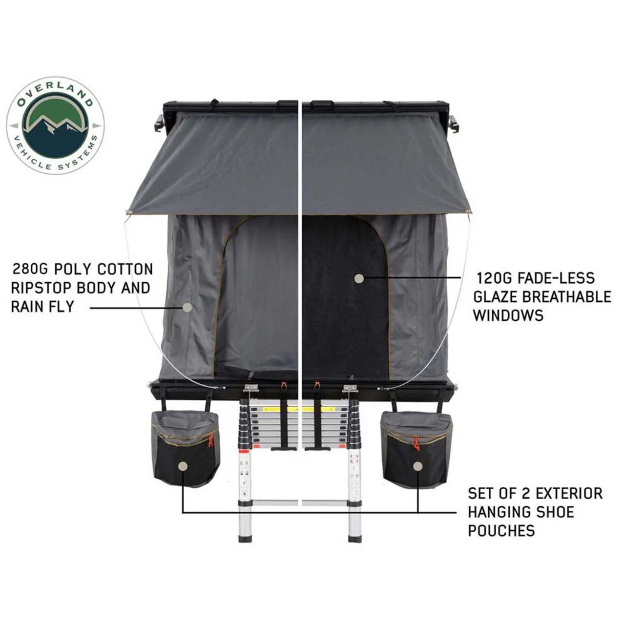 Overland Vehicle Systems HD Mamba Clam Hard Shell Roof Top Tent - Image 3