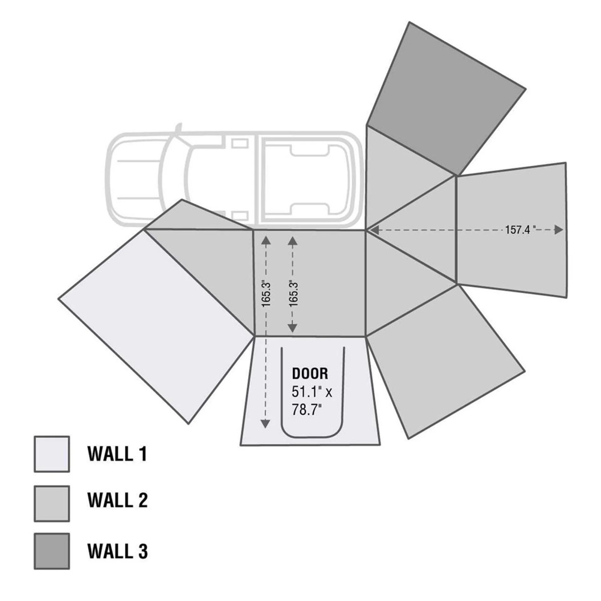 Overland Vehicle Systems HD Nomadic 270 Awning Wall 3 - Driver Side - Image 3
