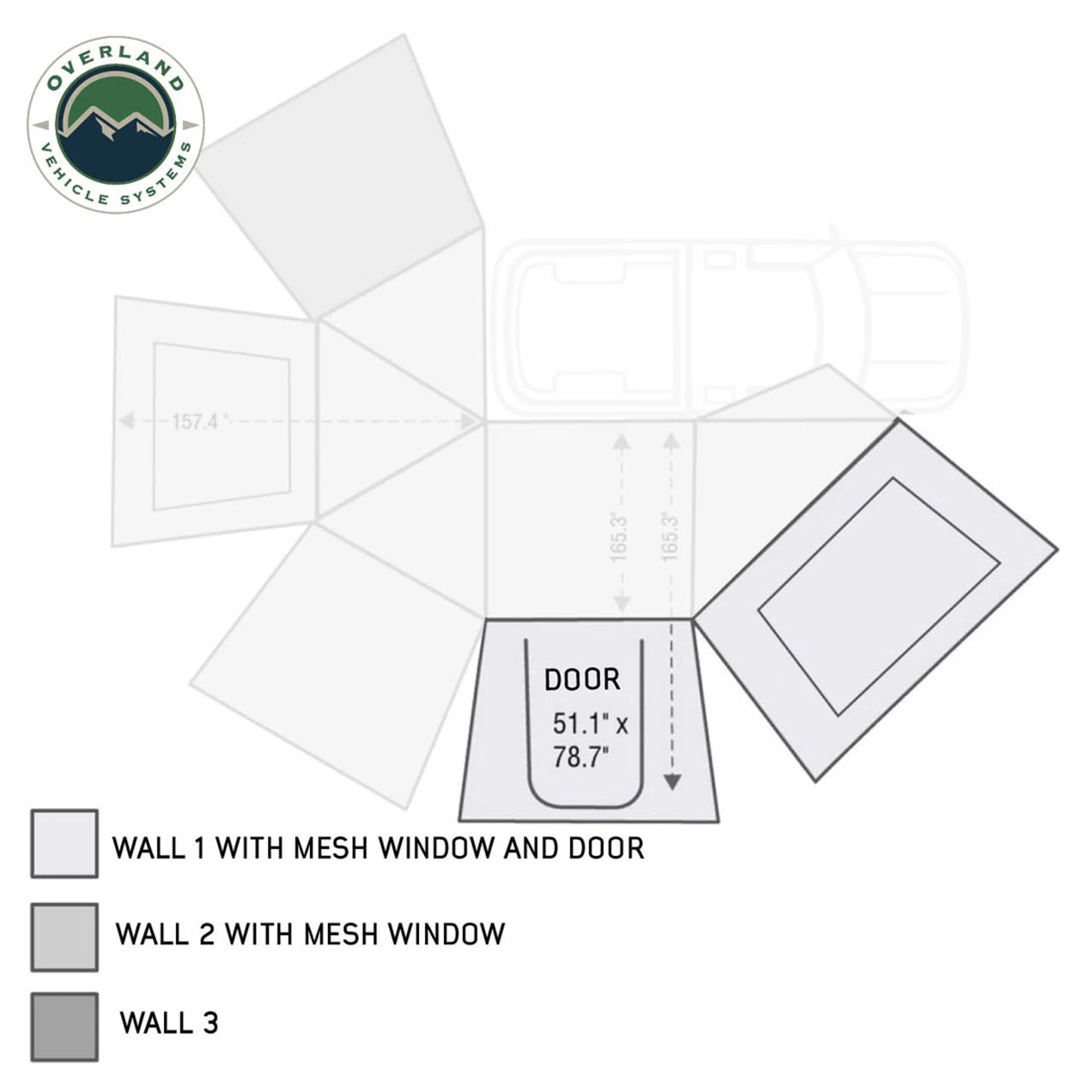 Overland Vehicle Systems HD Nomadic 270 Degree Awning Wall 1 W/Door & Window - Image 12