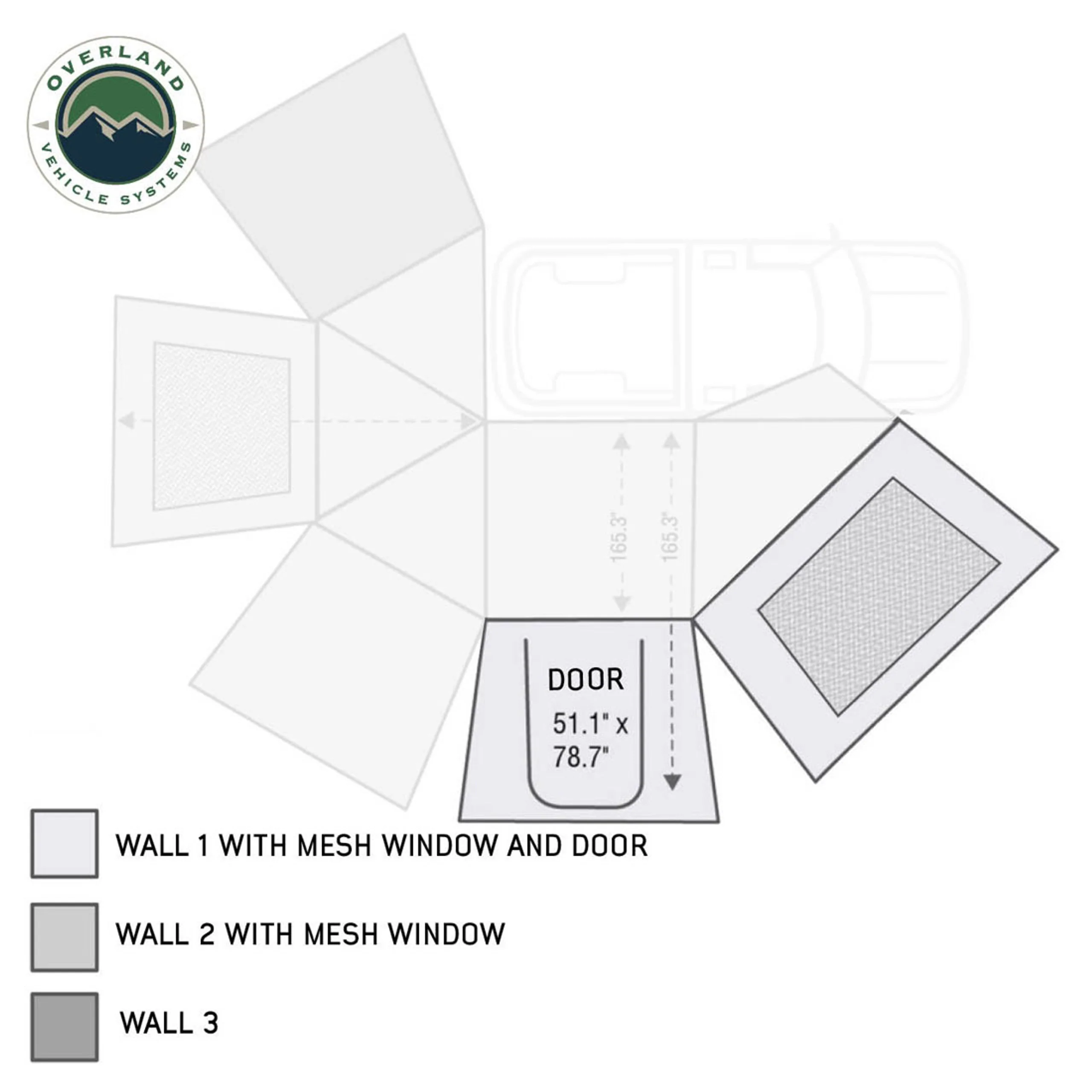 Overland Vehicle Systems HD Nomadic 270 Degree Awning Wall 1 W/Door & Window - Image 13