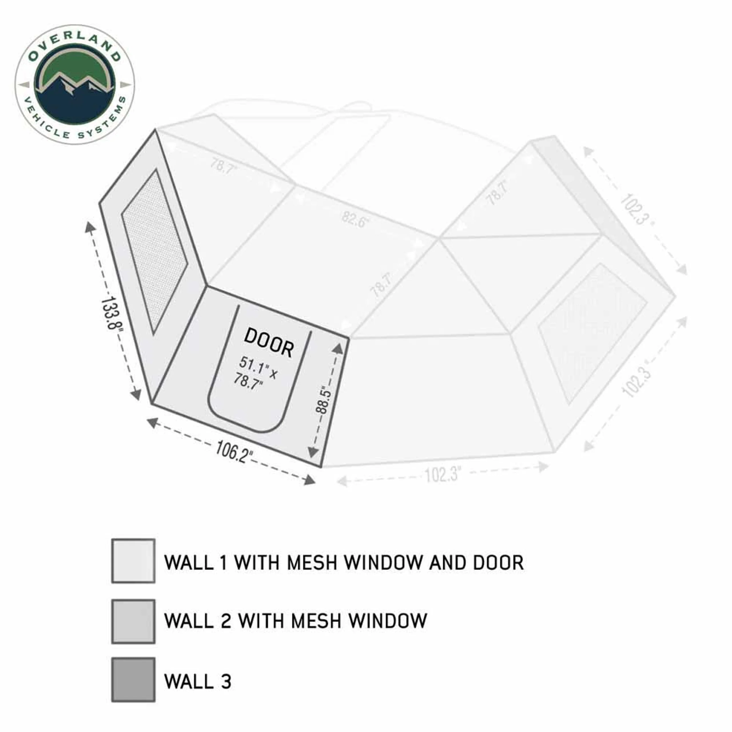 Overland Vehicle Systems HD Nomadic 270 Degree Awning Wall 1 with Door & Window - Image 11