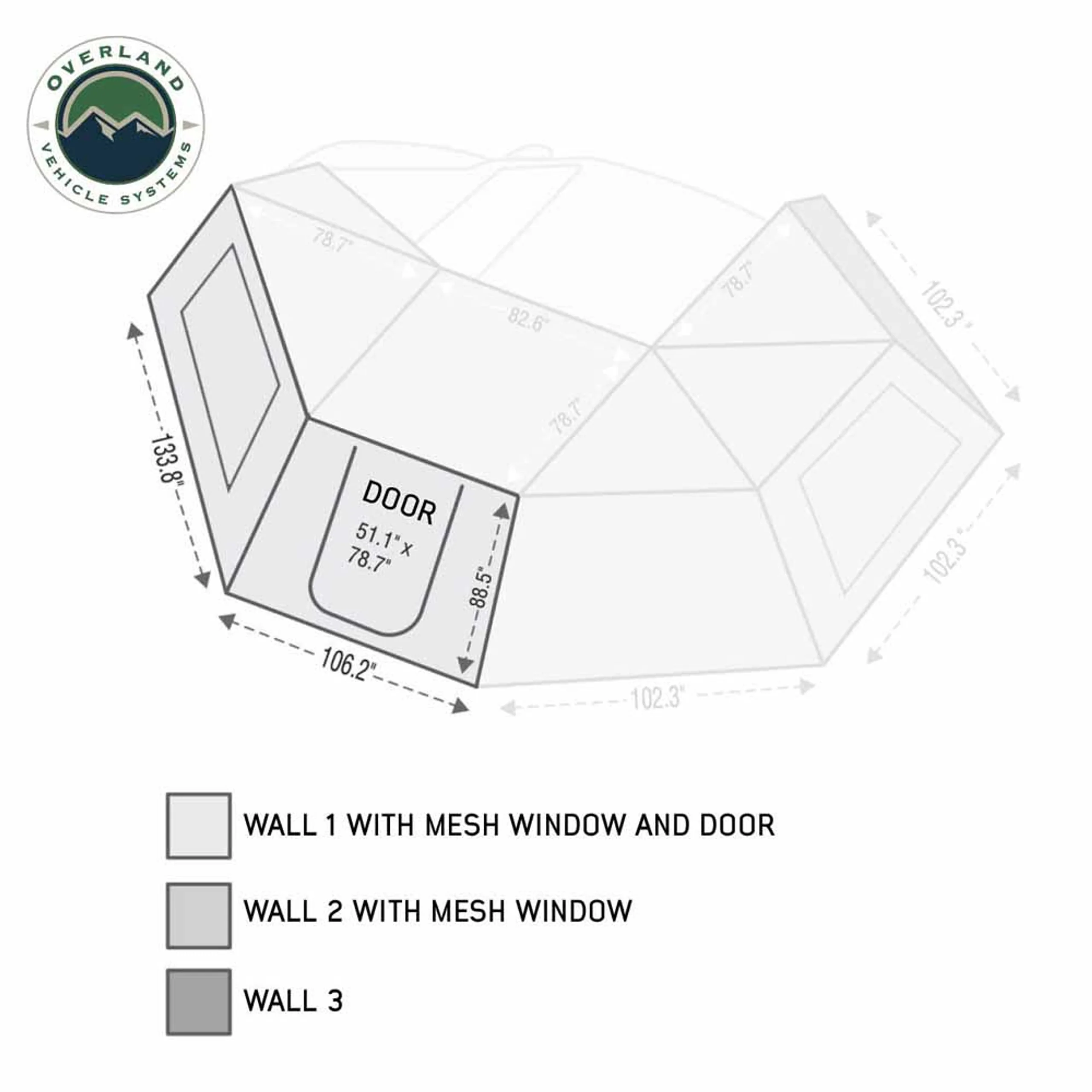 Overland Vehicle Systems HD Nomadic 270 Degree Awning Wall 1 with Door & Window - Image 12