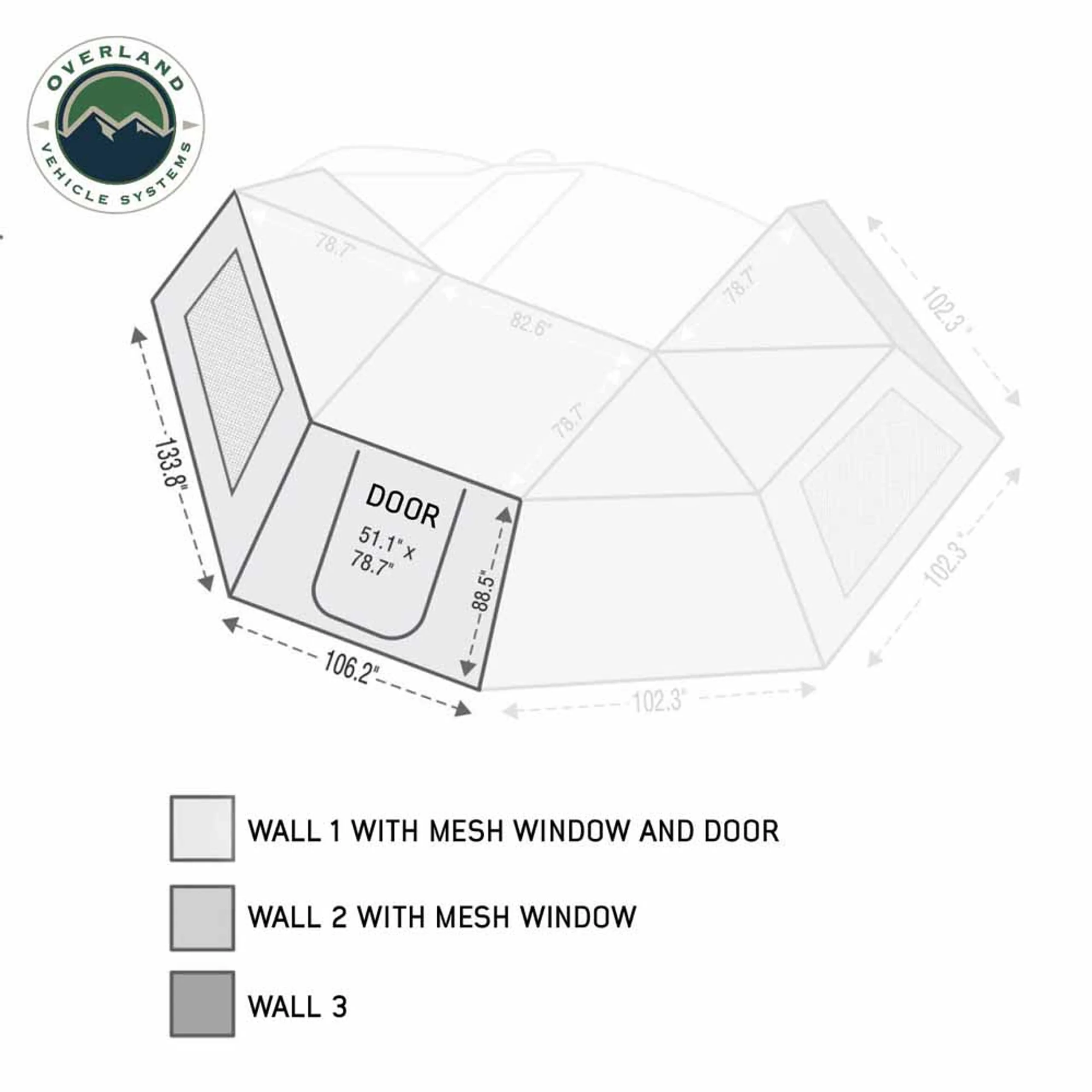 Overland Vehicle Systems HD Nomadic 270 Degree Awning Wall 1 with Door & Window - Image 14