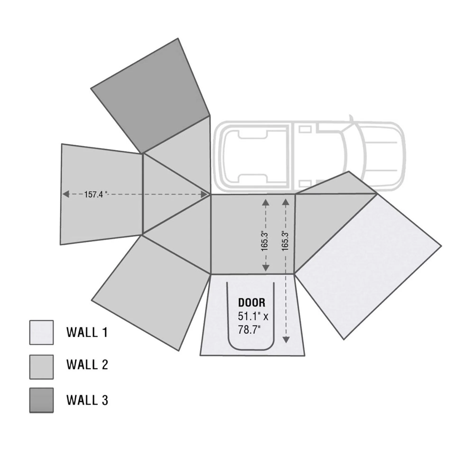 Overland Vehicle Systems HD Nomadic 270 Degree Awning Wall 3 Passenger Side - Image 3