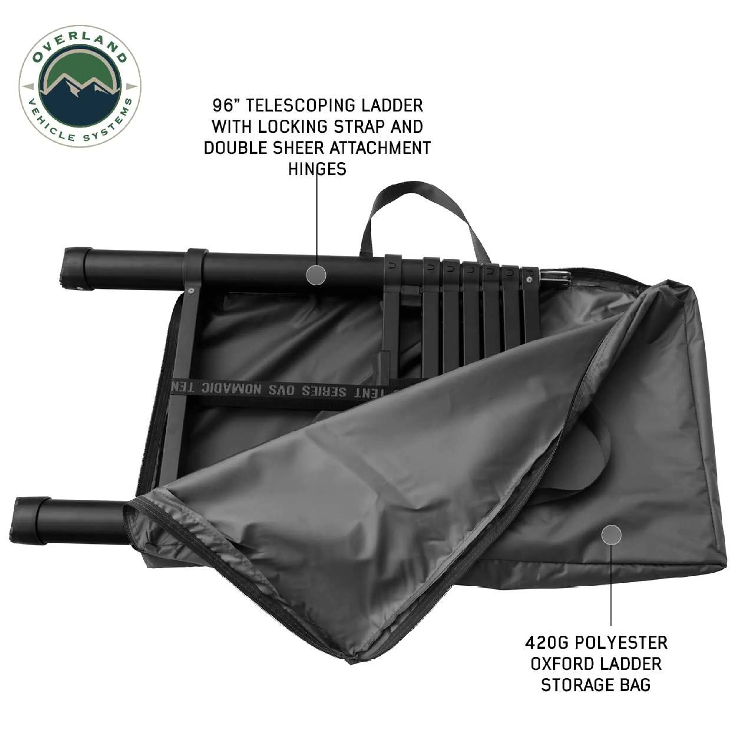 Overland Vehicle Systems HD Nomadic 3 Arctic White Extended Soft Shell Roof Top Tent - Image 11