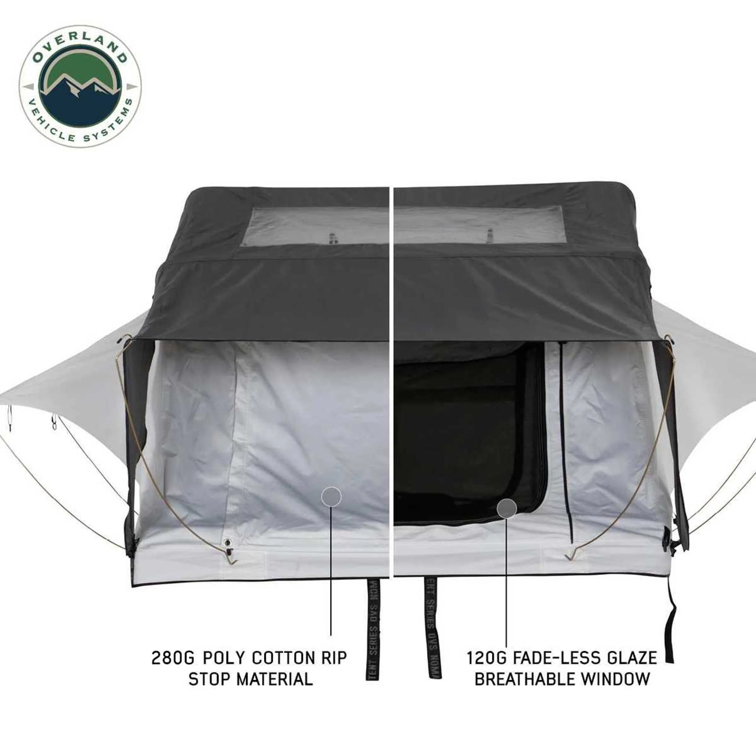 Overland Vehicle Systems HD Nomadic 3 Arctic White Extended Soft Shell Roof Top Tent - Image 4