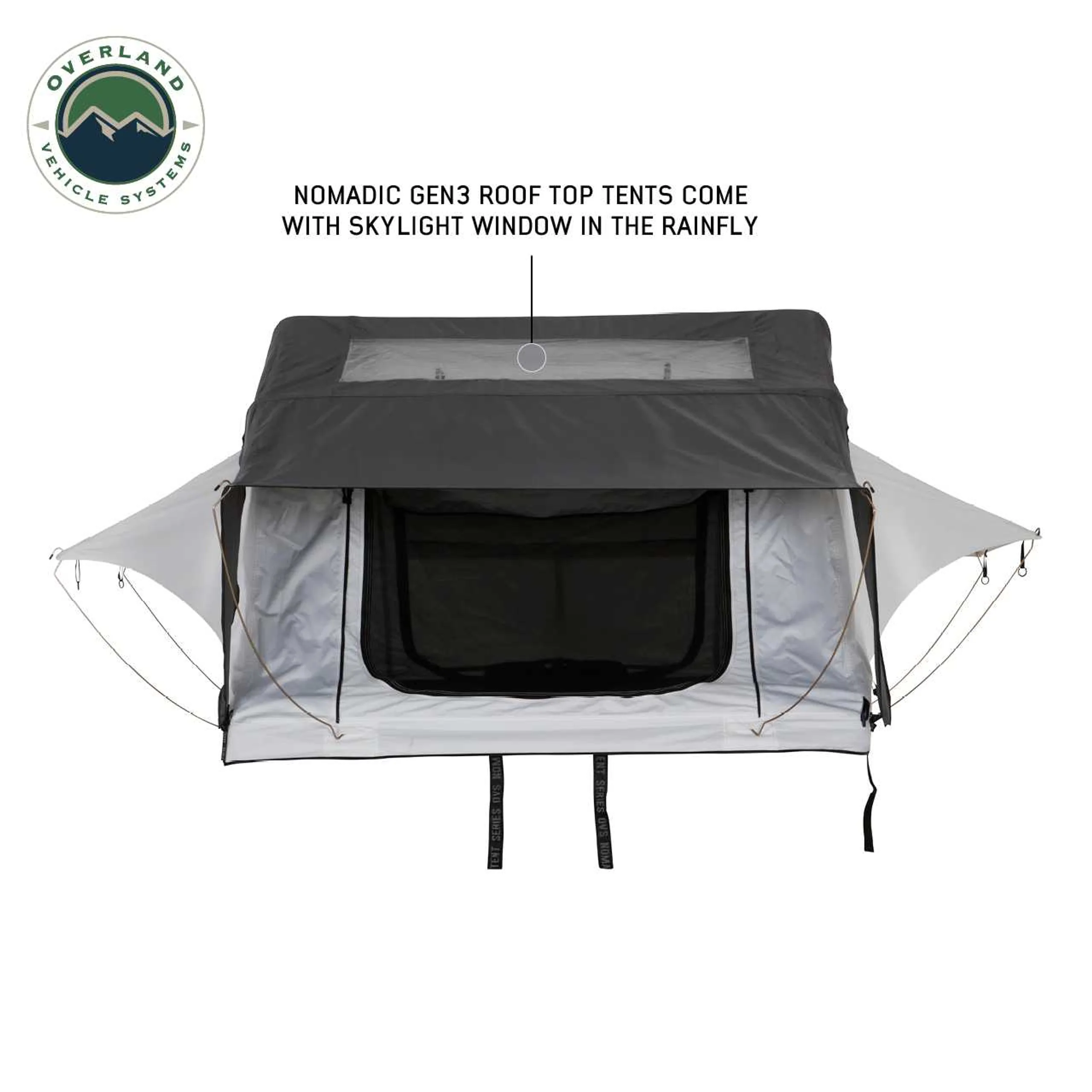 Overland Vehicle Systems HD Nomadic 3 Arctic White Extended Soft Shell Roof Top Tent - Image 5