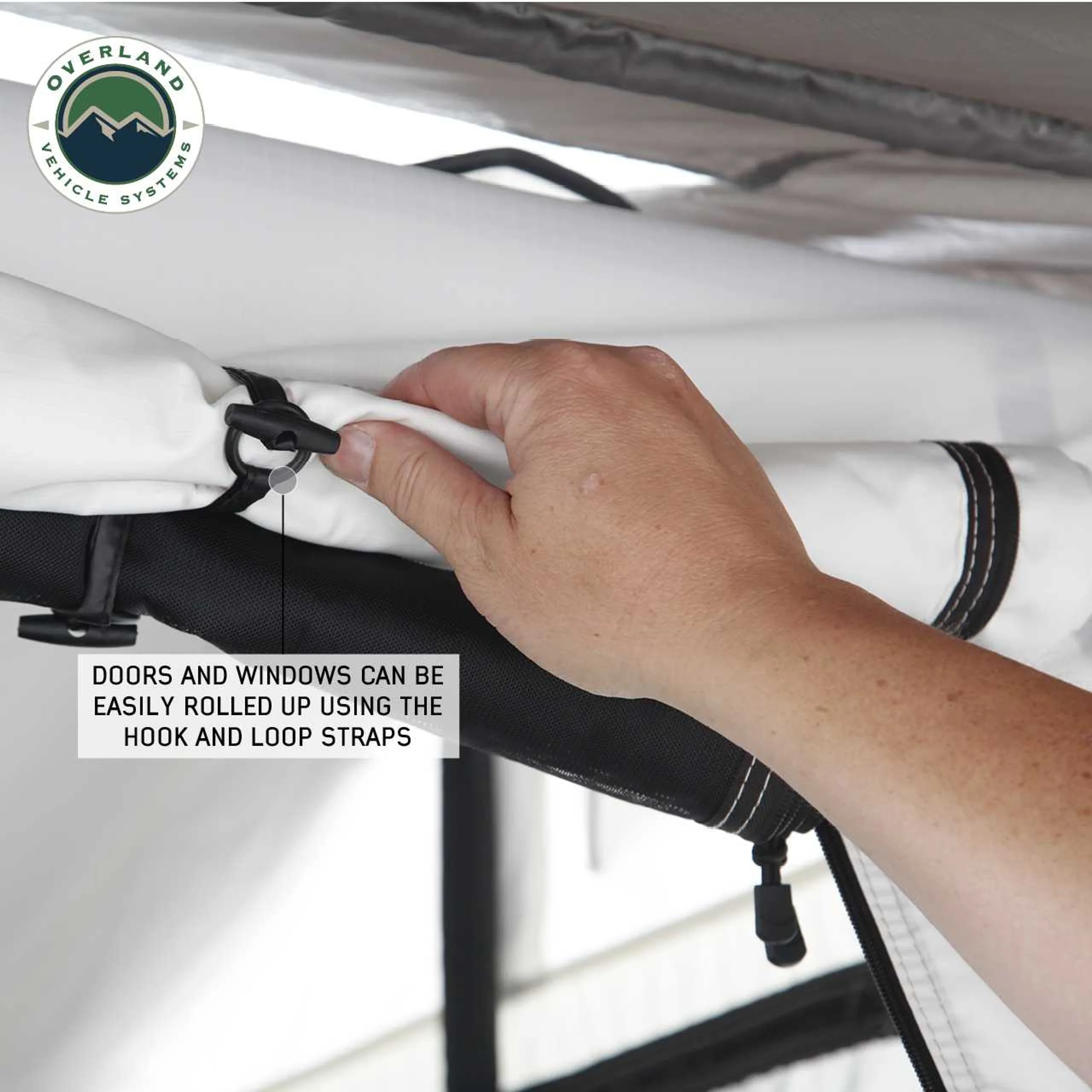 Overland Vehicle Systems HD Nomadic 3 Arctic White Extended Soft Shell Roof Top Tent - Image 6