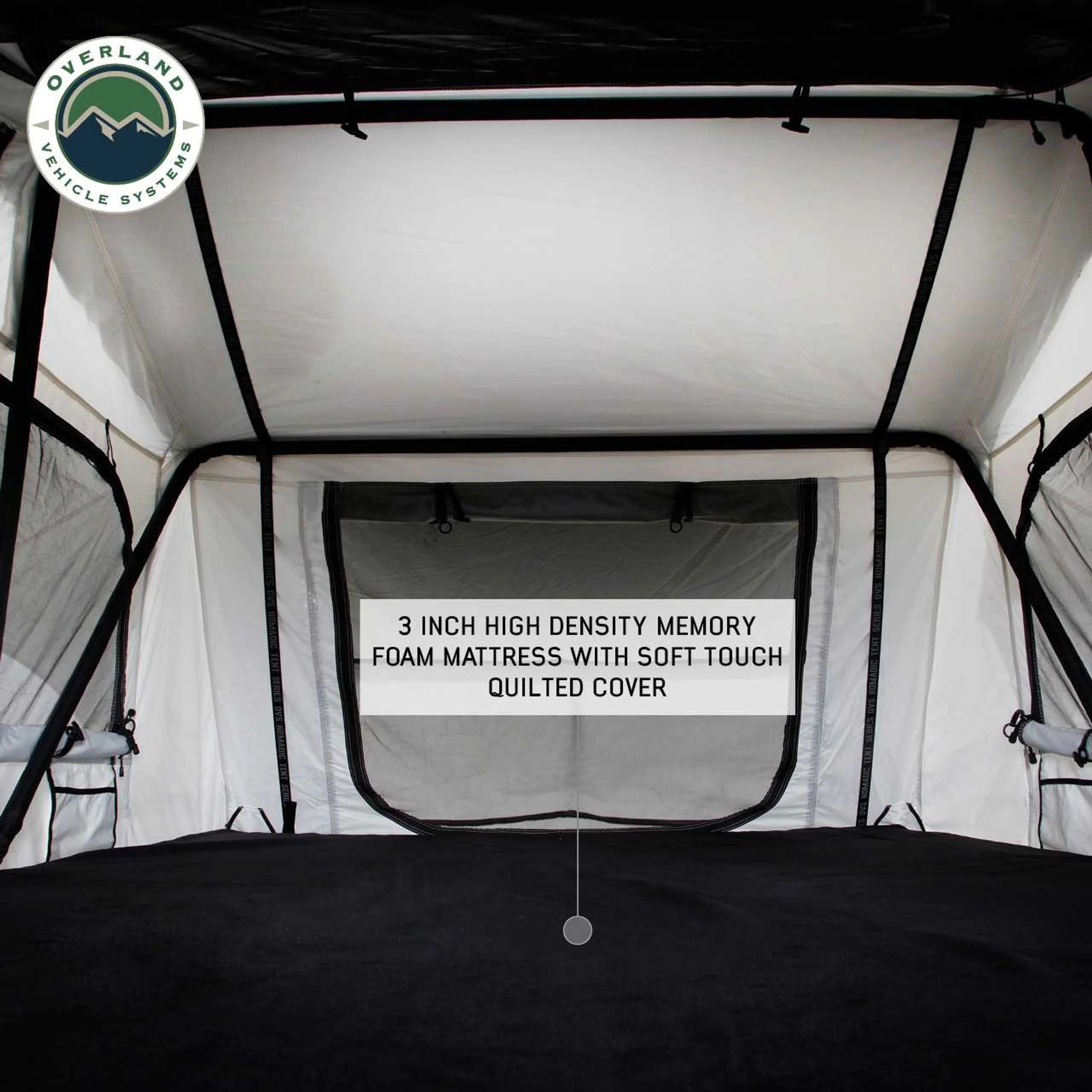 Overland Vehicle Systems HD Nomadic 3 Arctic White Extended Soft Shell Roof Top Tent - Image 9