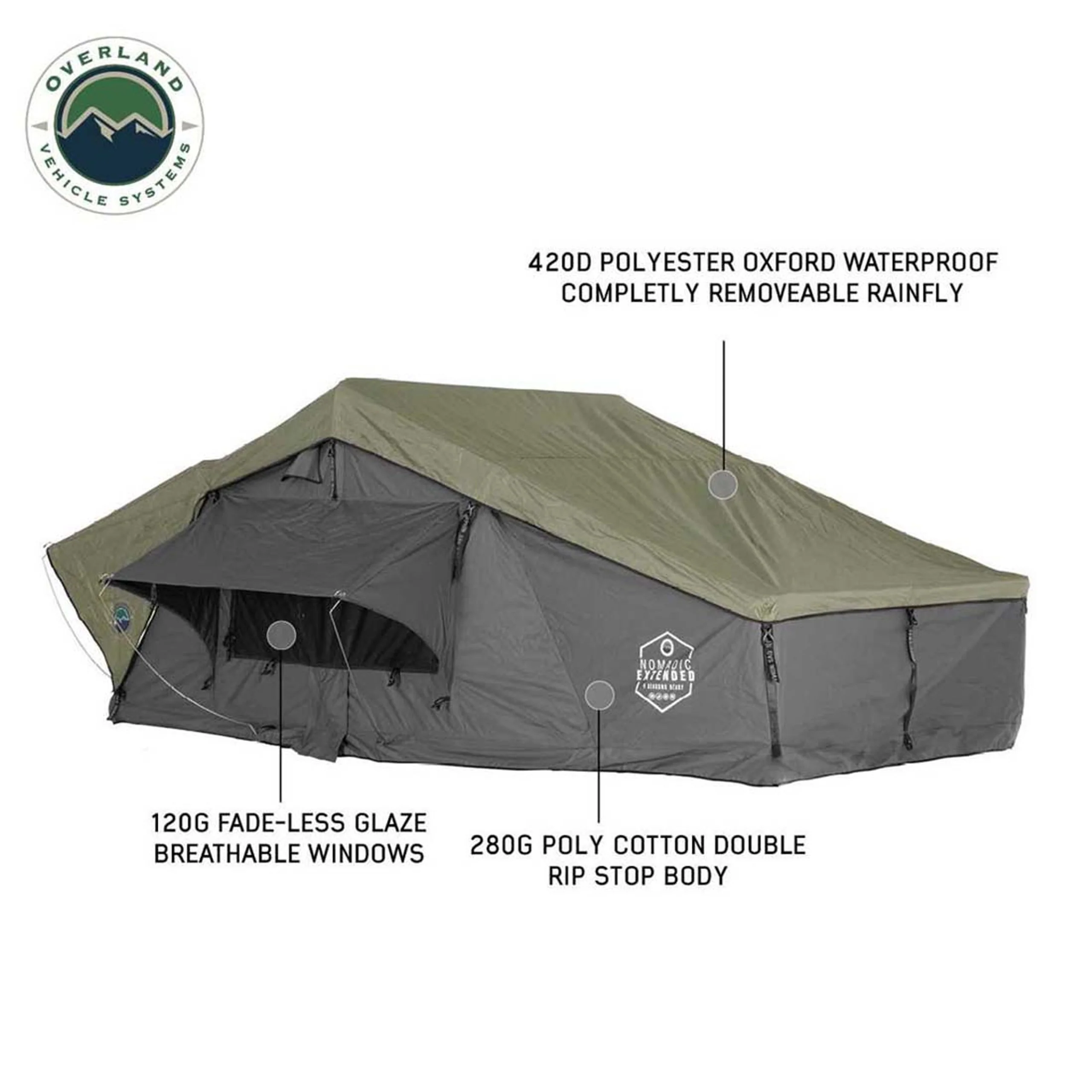 Overland Vehicle Systems HD Nomadic 3 Extended Soft Shell Roof Top Tent - Image 10