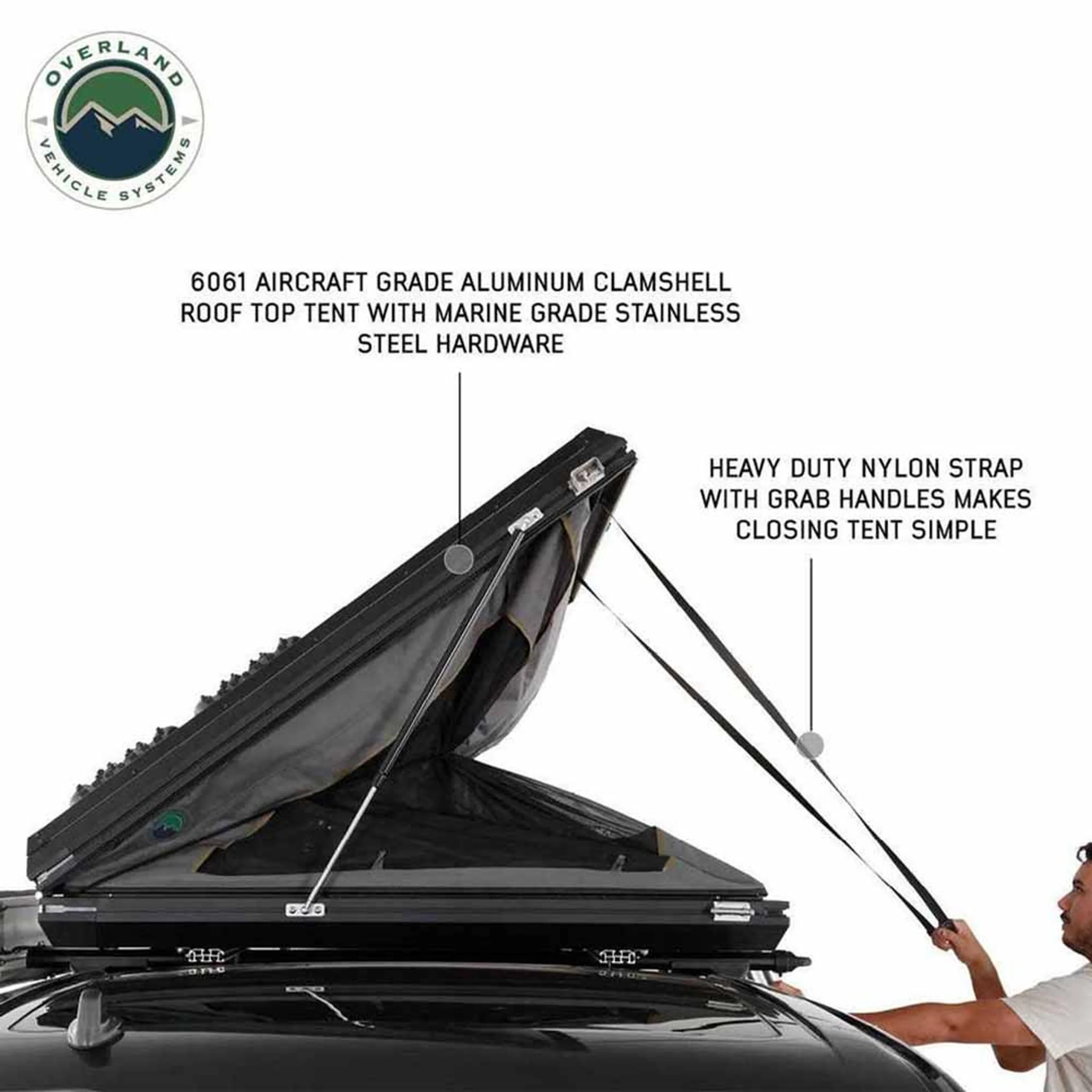 Overland Vehicle Systems HD Sidewinder Side Load Aluminum Hard Shell Roof Top Tent - Image 5
