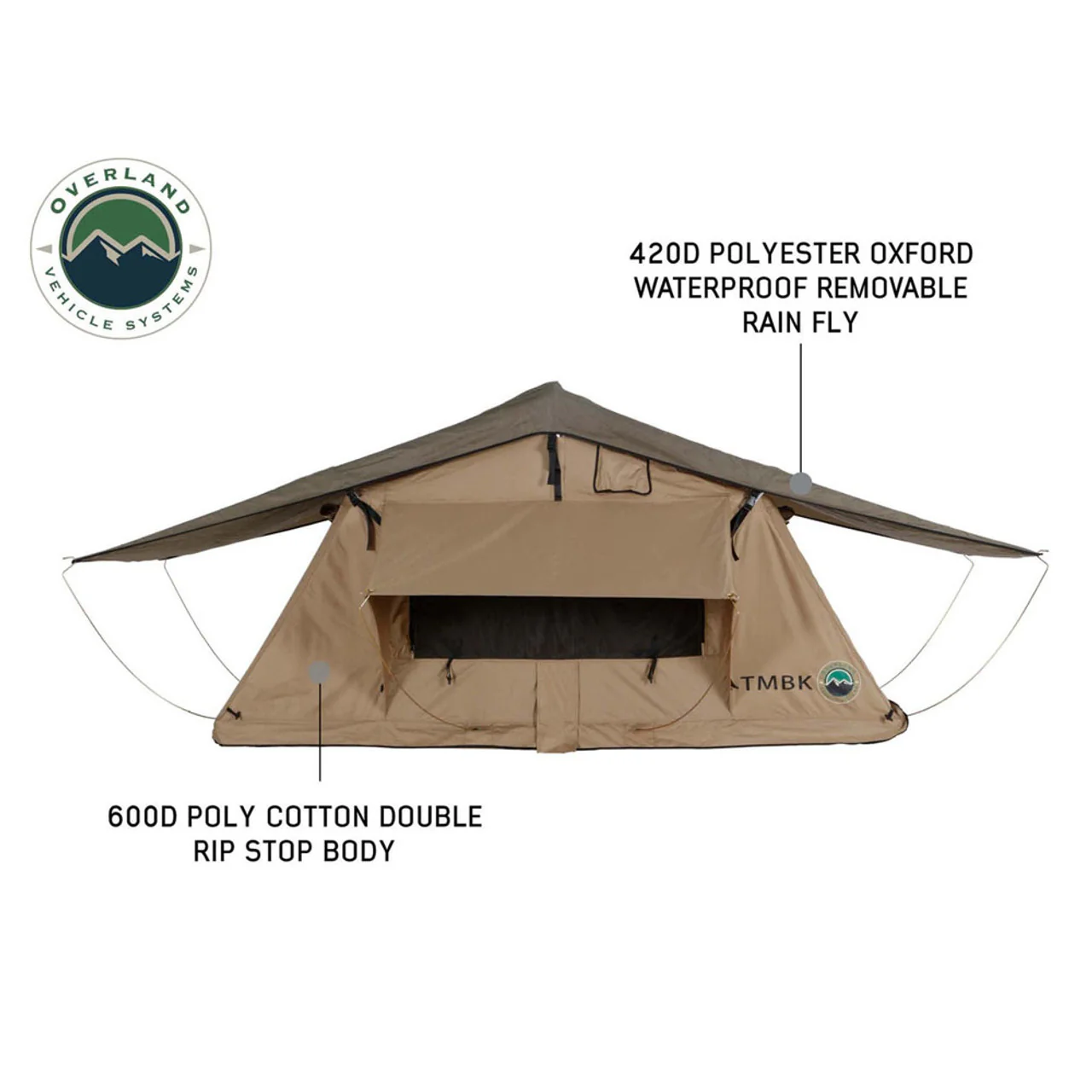 Overland Vehicle Systems LD TMBK 3 Soft Shell Roof Top Tent - Image 2
