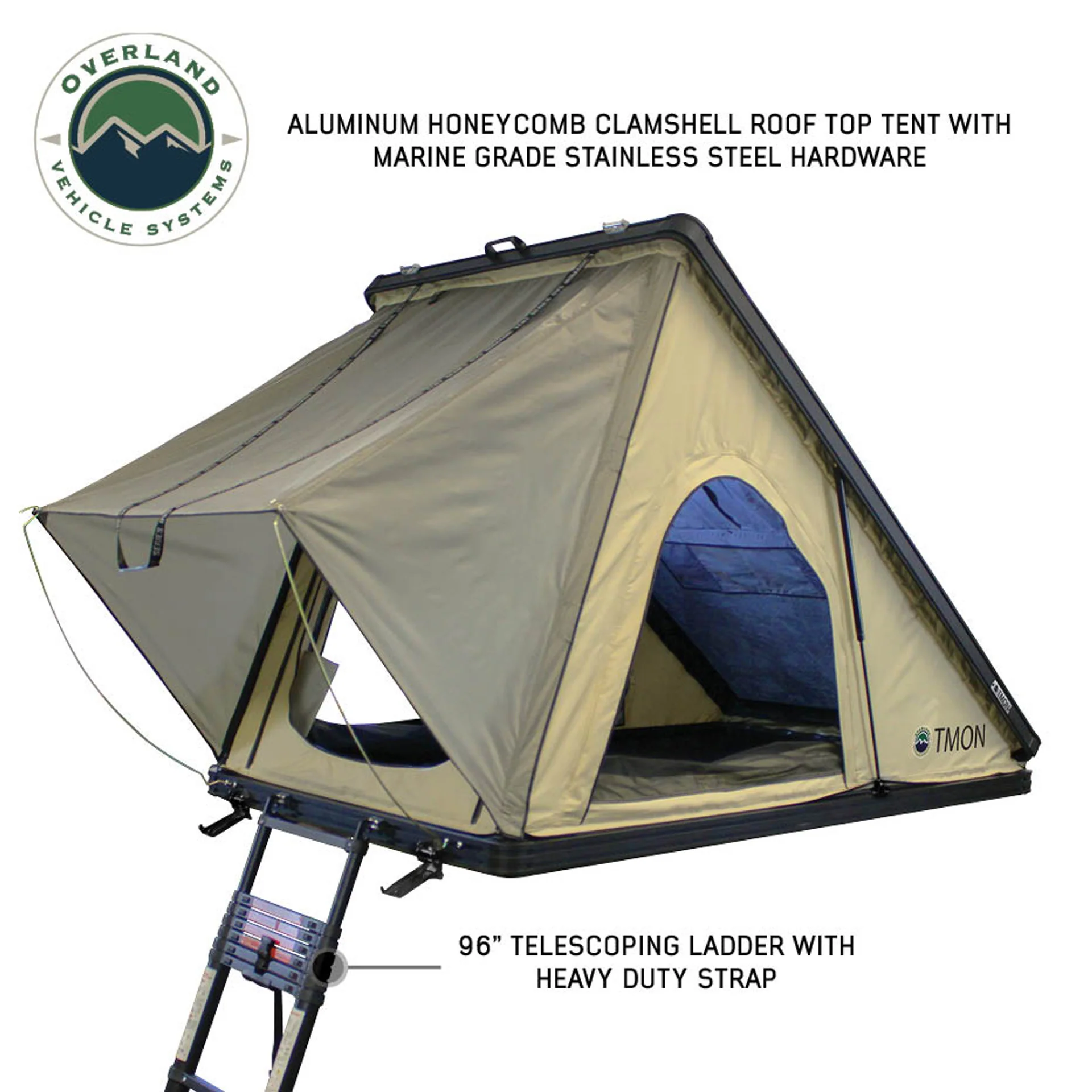 Overland Vehicle Systems LD TMON Clamshell Aluminum Hard Shell Roof Top Tent - Image 3