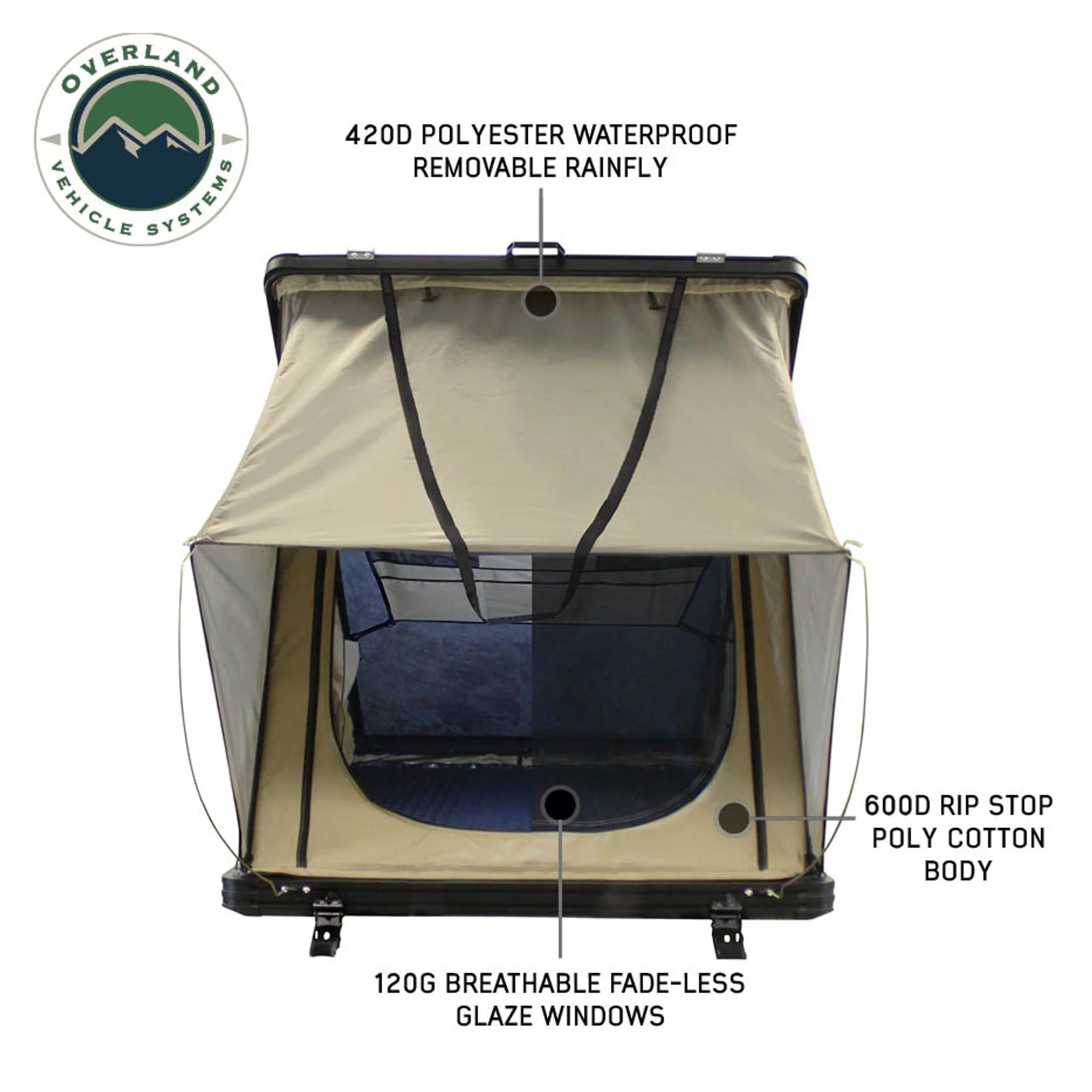 Overland Vehicle Systems LD TMON Clamshell Aluminum Hard Shell Roof Top Tent - Image 4